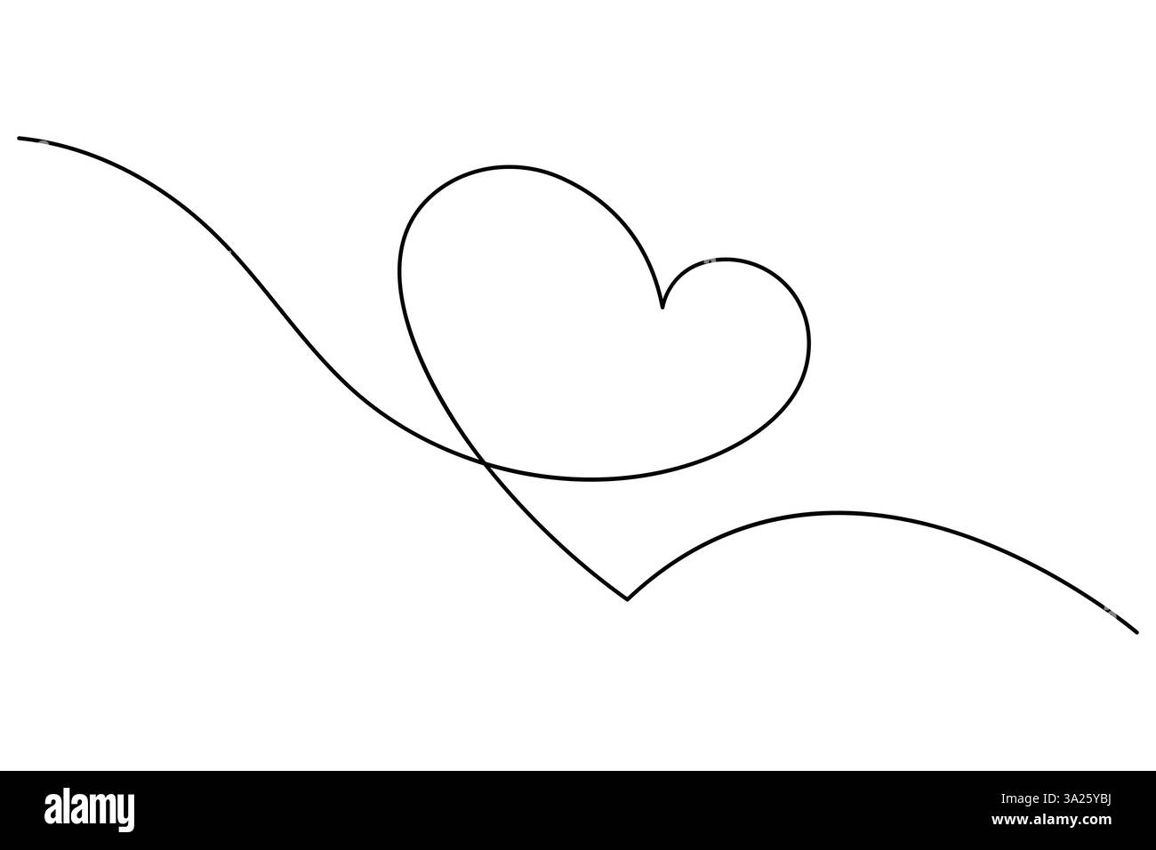 Illustrazione vettoriale disegno grafico continuo su una linea del design del cuore Illustrazione Vettoriale