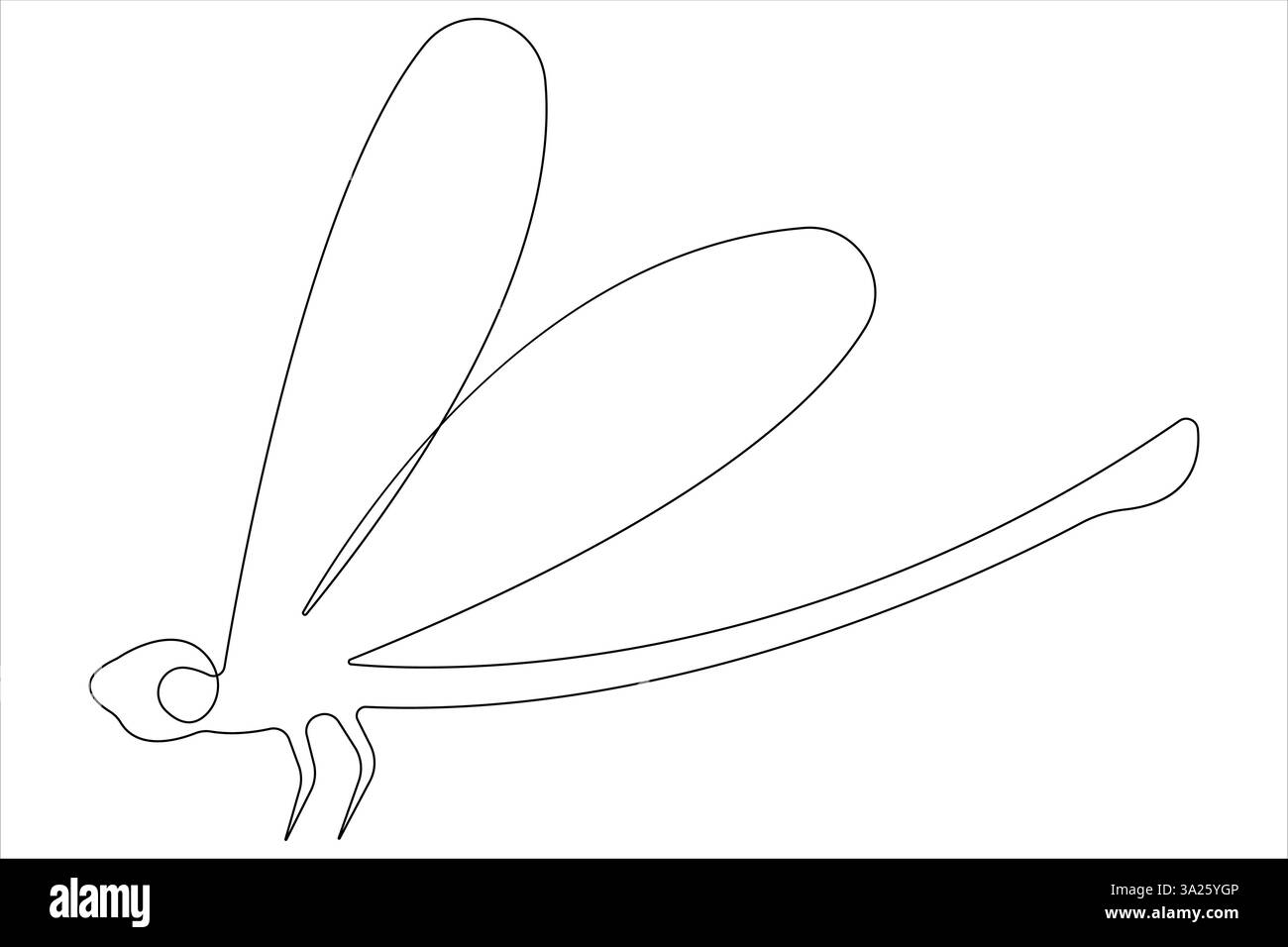 Disegno grafico continuo su una linea di Dragonfly dell'illustrazione vettoriale del contorno Illustrazione Vettoriale