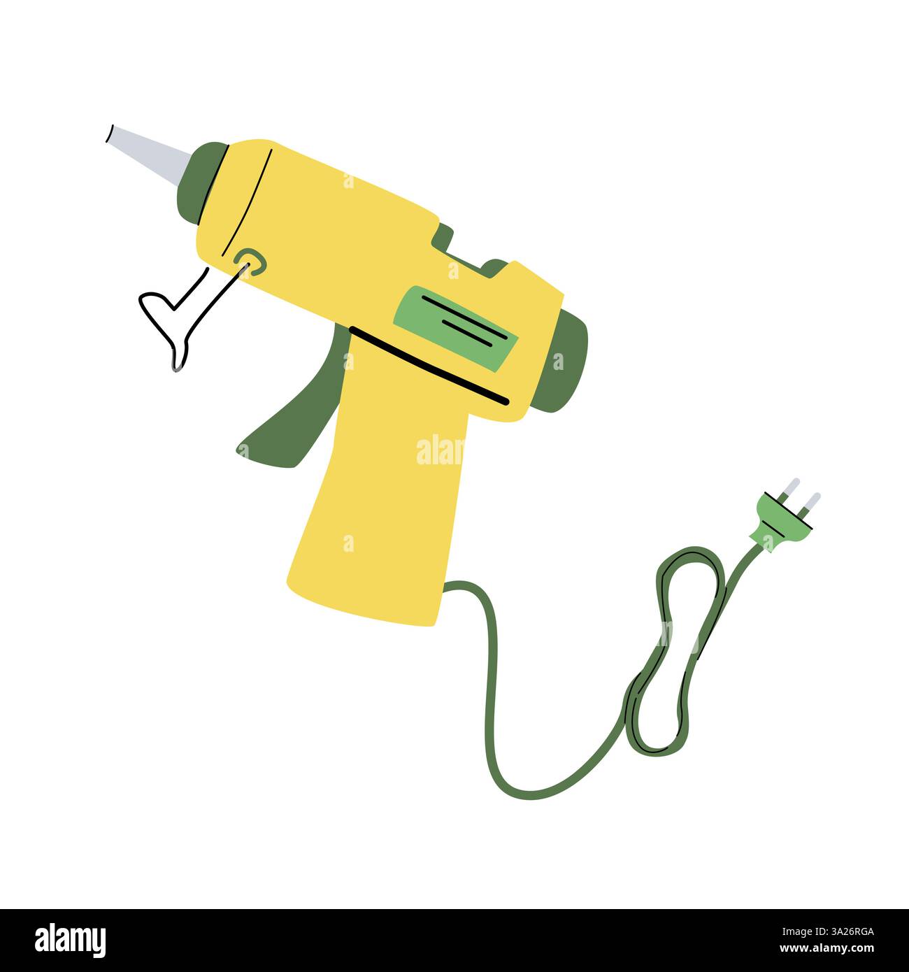 Attrezzo per pistola per colla per fioristi per progetti floreali e decorativi. Illustrazione Vettoriale