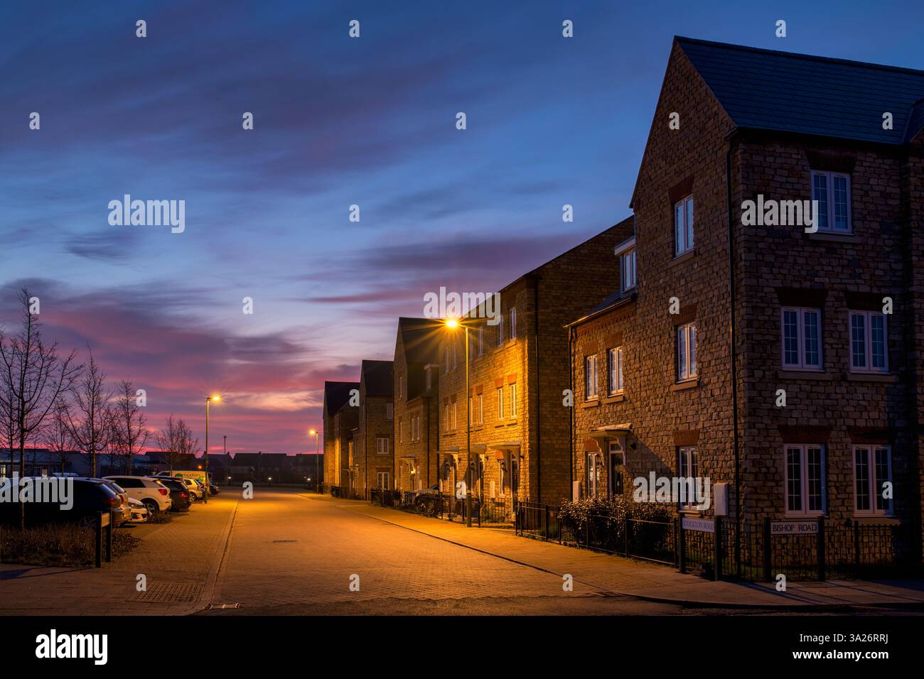 Bicester Street all'alba. Oxfordshire.Inghilterra. Foto Stock