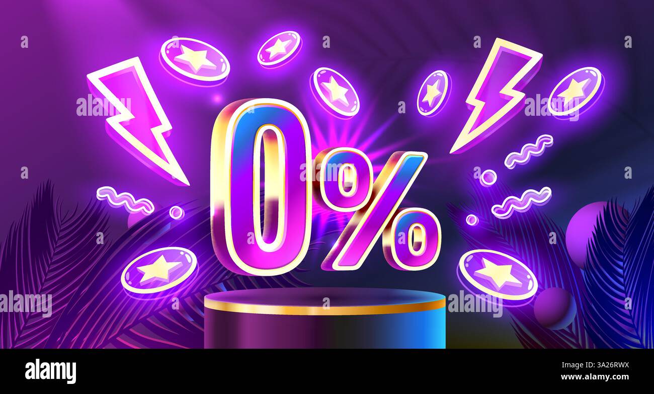 Zero commissioni, offerta limitata, zero percento. Promozione cartello. Vettore Illustrazione Vettoriale