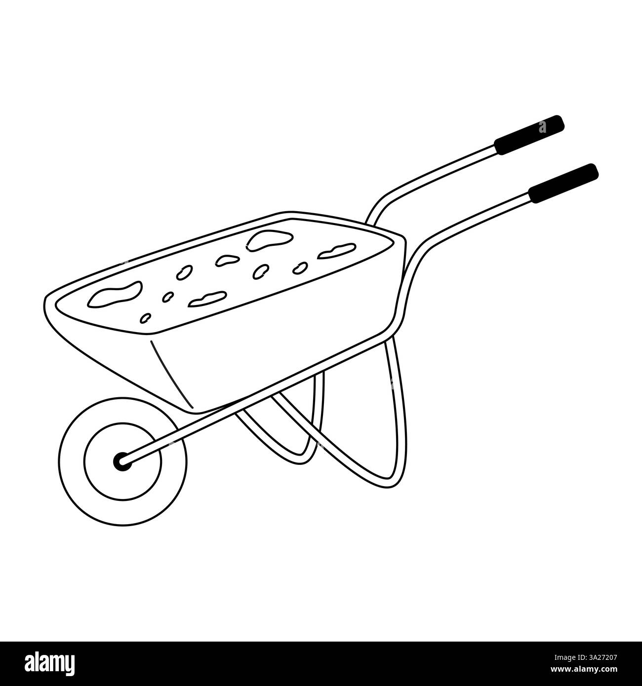 Attività di costruzione con carriola carica in un cantiere Illustrazione Vettoriale
