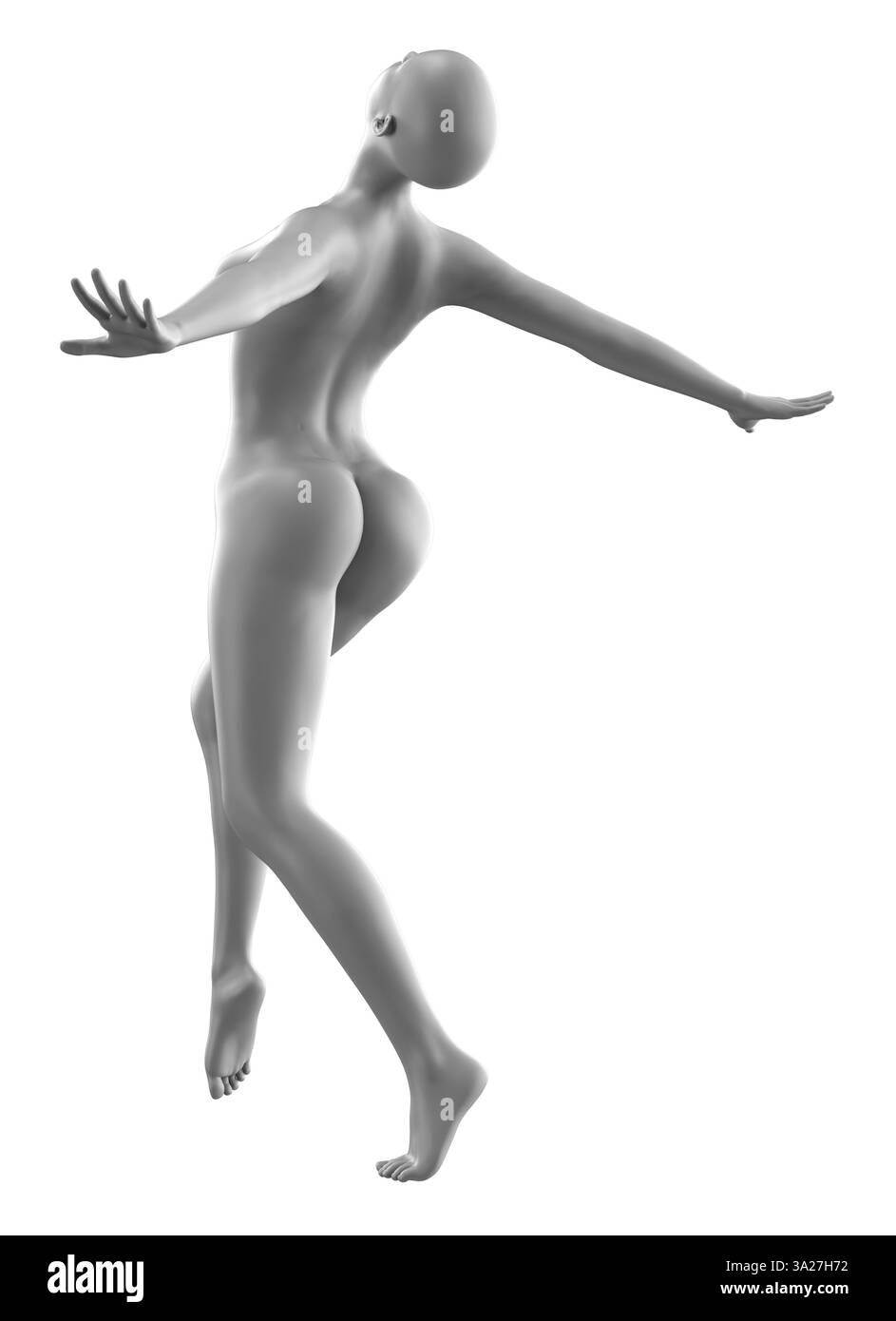 Manichino femminile in 3D in posa da ballerina di balletto, catturando la grazia e l'eleganza dei movimenti di balletto. Ideale per progetti a tema danza e progetti artistici, Foto Stock