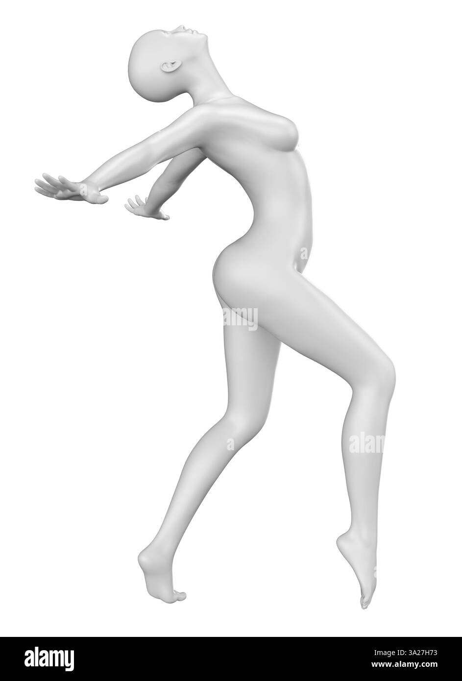 Manichino femminile in 3D in posa da ballerina di balletto, catturando la grazia e l'eleganza dei movimenti di balletto. Ideale per progetti a tema danza e progetti artistici, Foto Stock