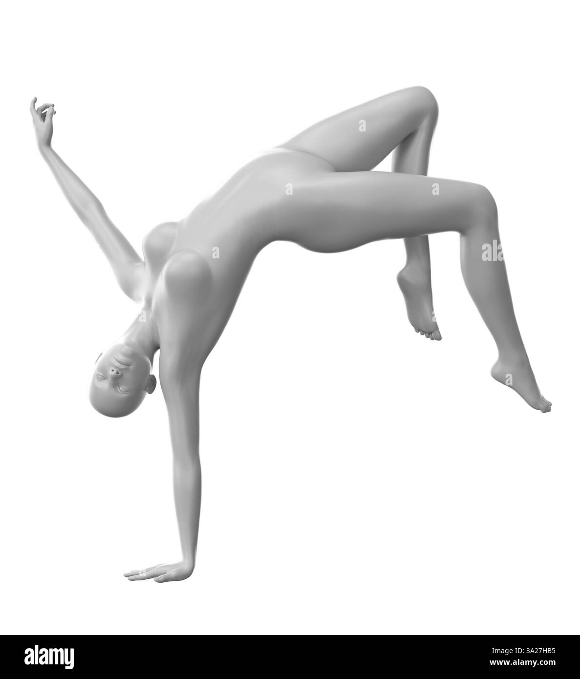 Manichino femminile in 3D in posa da ballerina di balletto, catturando la grazia e l'eleganza dei movimenti di balletto. Ideale per progetti a tema danza e progetti artistici, Foto Stock