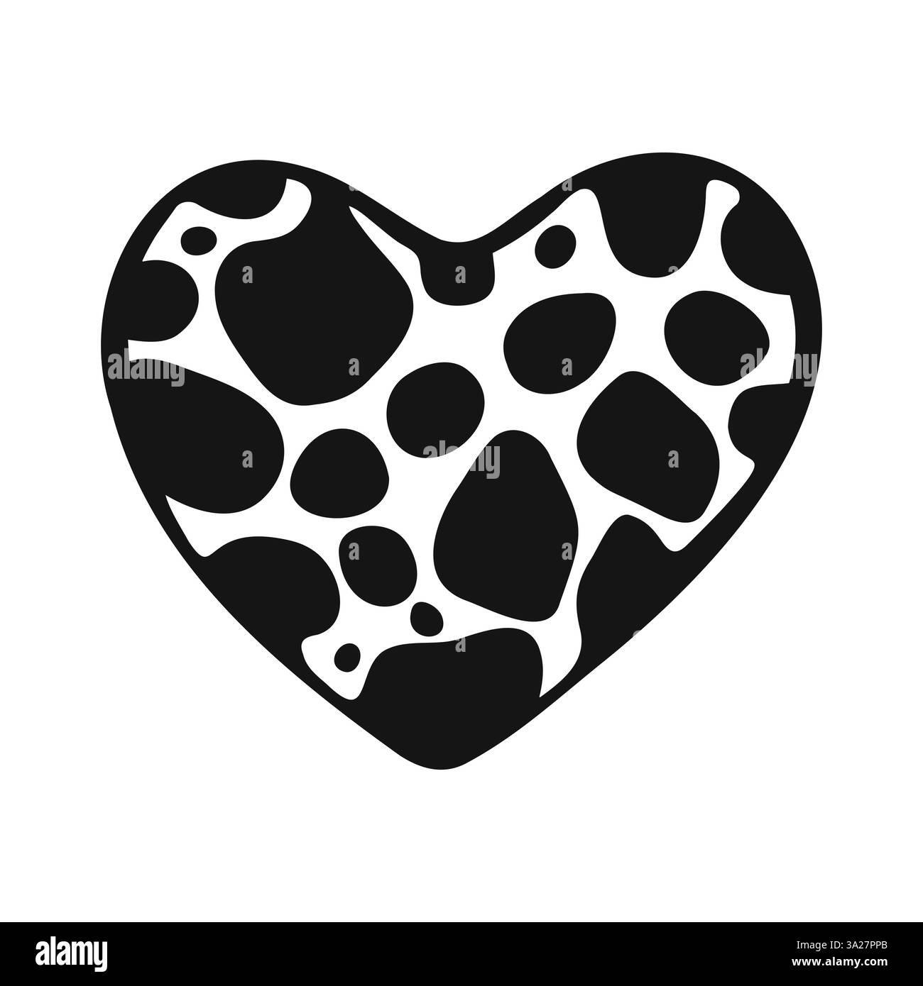 Icona del cuore alla moda y2k con i lobi disegnati a mano all'interno. Simbolo d'amore Doodle isolato sullo sfondo Illustrazione Vettoriale