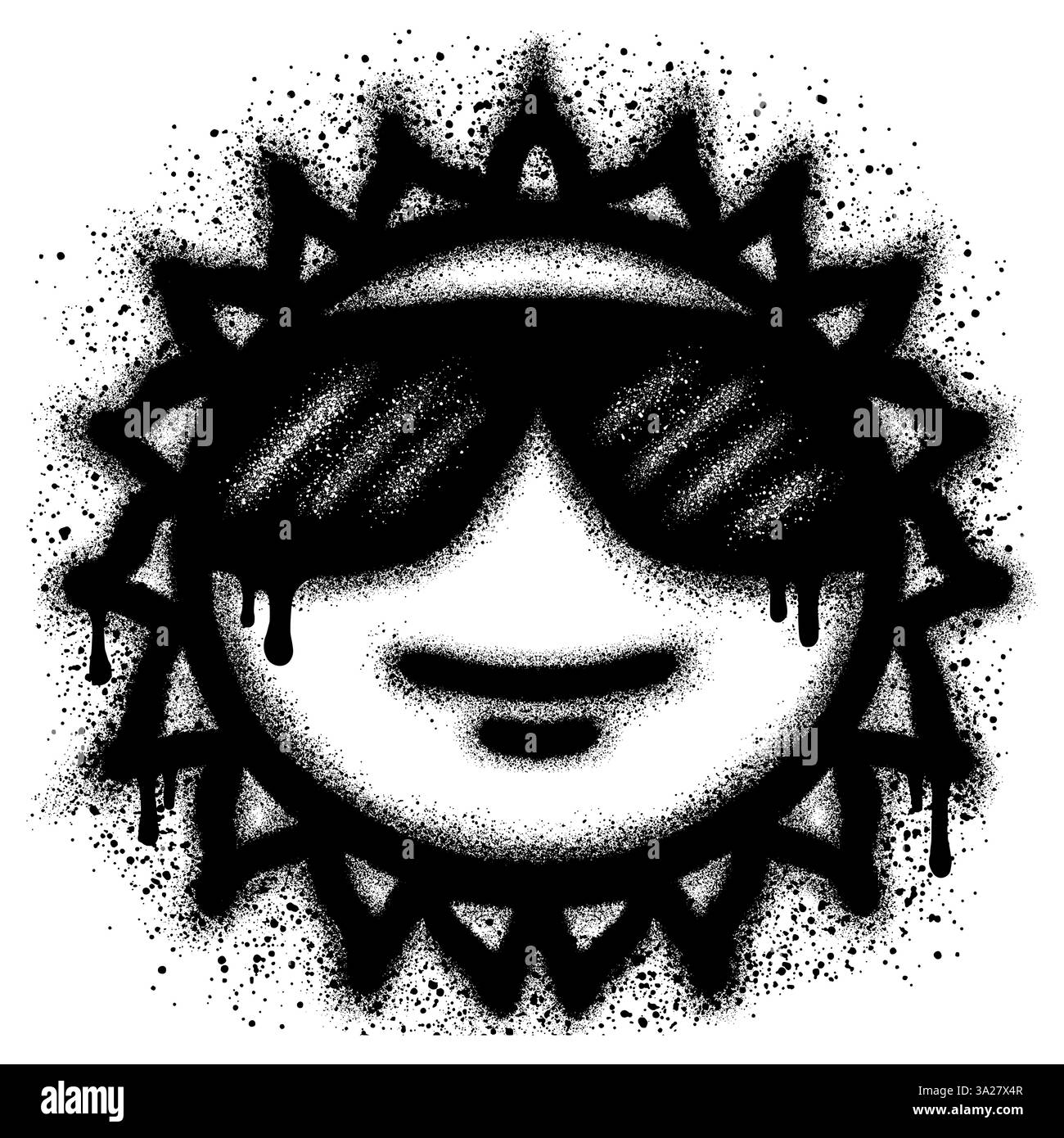 graziosi graffiti solari con vernice spray nera. illustrazione vettoriale. Illustrazione Vettoriale