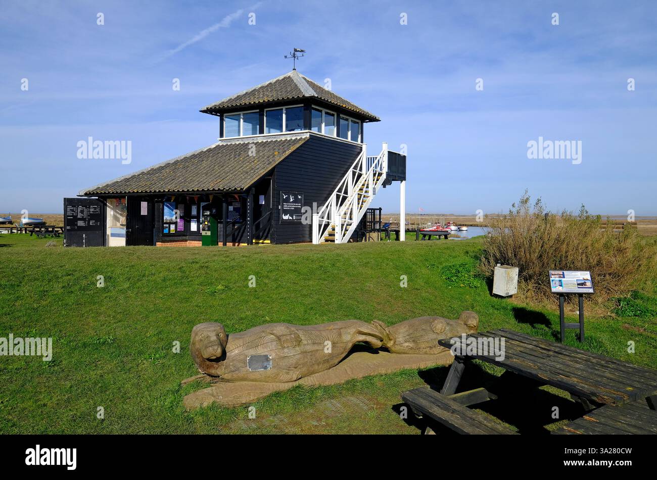 centro informazioni morston quay, norfolk settentrionale, inghilterra Foto Stock