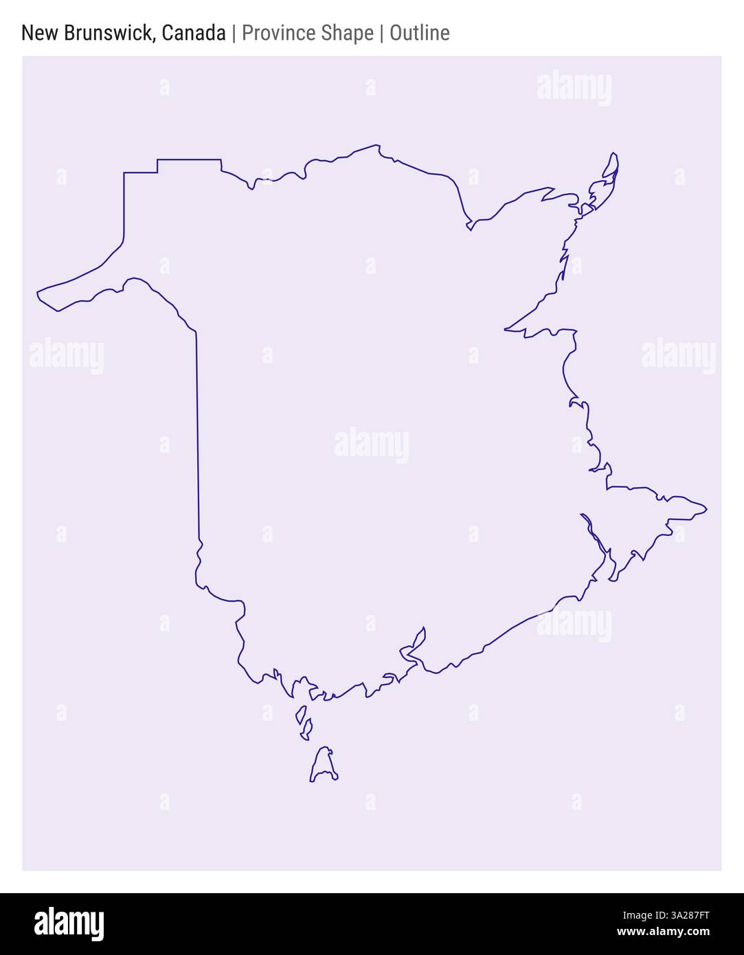 New Brunswick, Canada. Semplice mappa vettoriale. Forma provincia. Stile contorno. Confine del nuovo Brunswick. Illustrazione vettoriale. Illustrazione Vettoriale