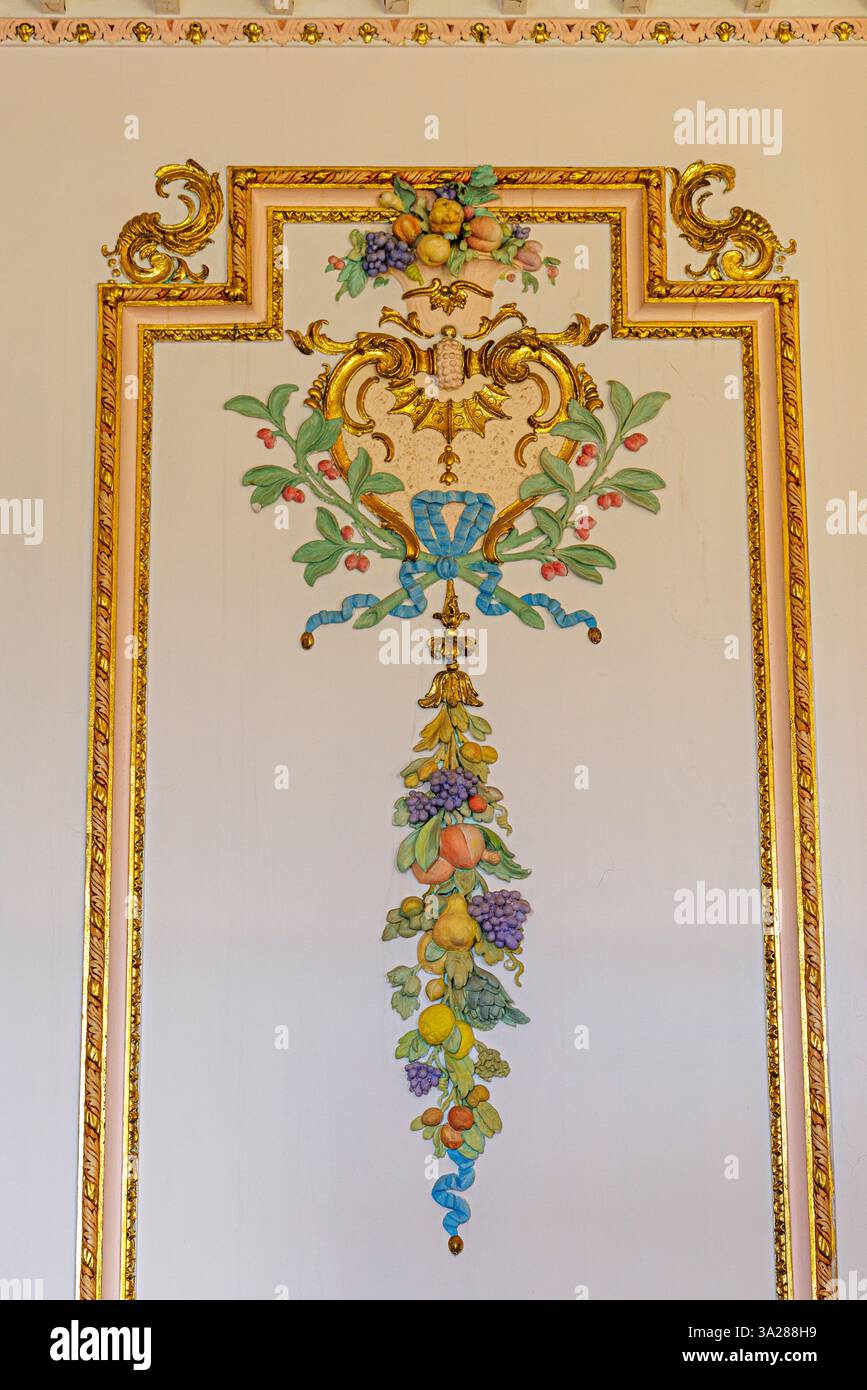 Dettaglio di intonaco dipinto, Croome, Worcestershire, Inghilterra, Regno Unito Foto Stock