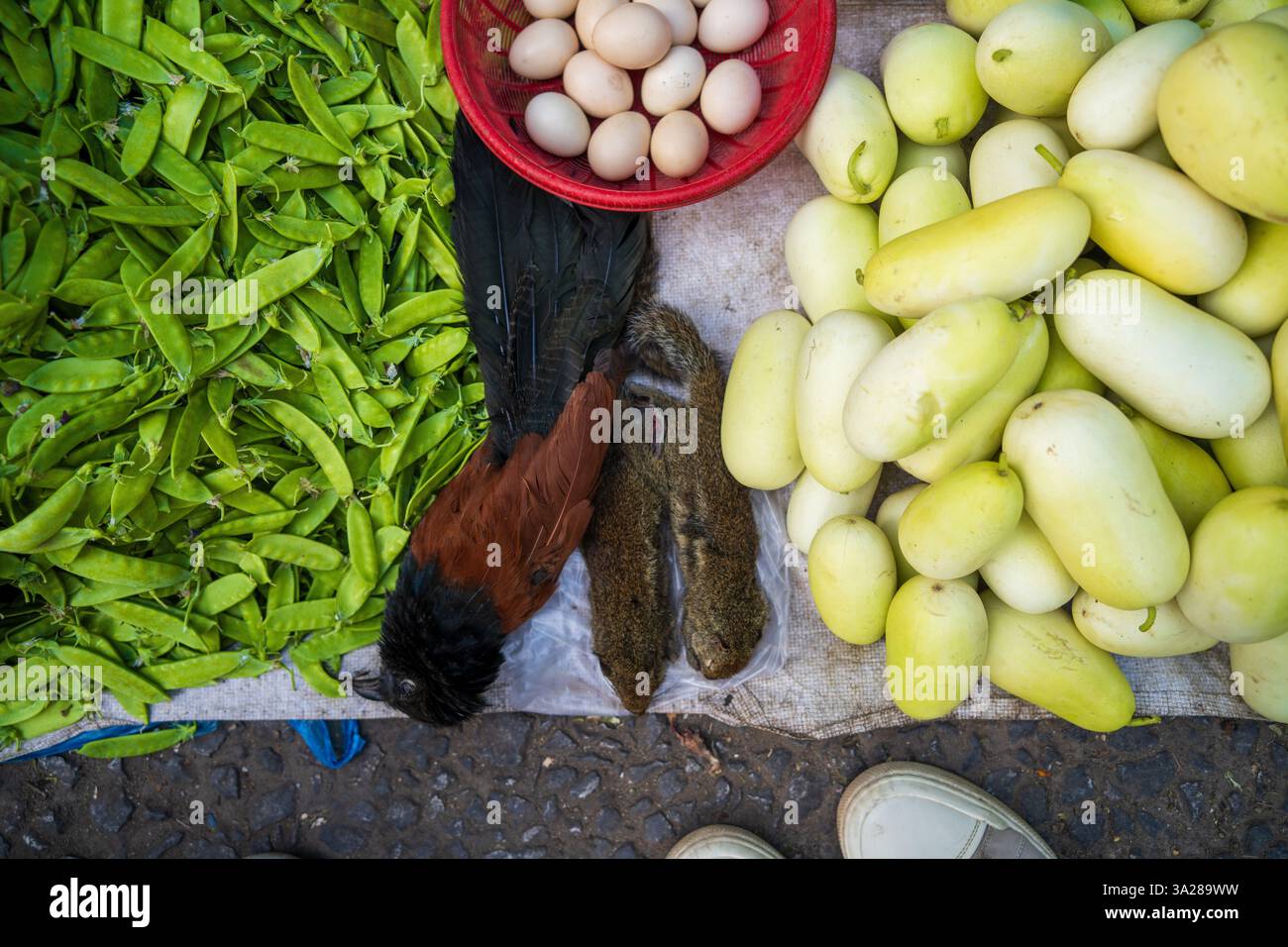 Luang Prabang Market produce, Laos. Verdure fresche, cibo locale Foto Stock