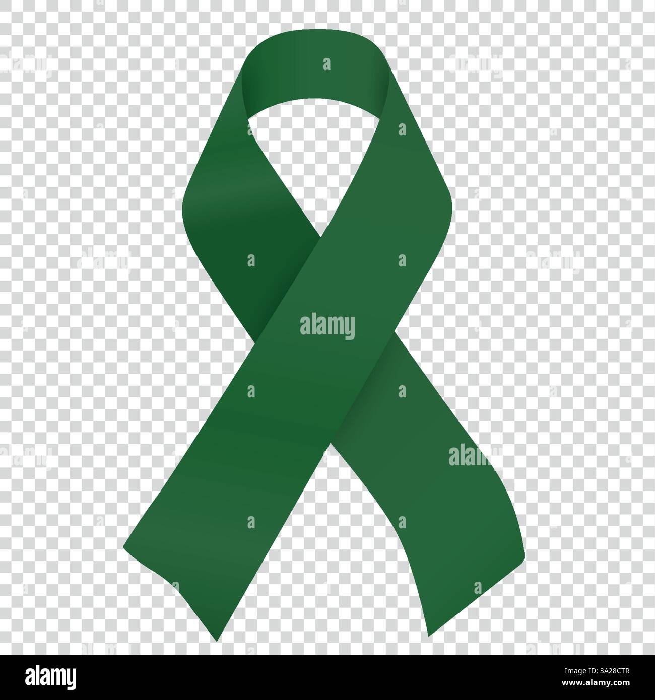 Simbolo del nastro verde vettoriale isolato per la campagna di sensibilizzazione sul cancro al fegato Illustrazione Vettoriale