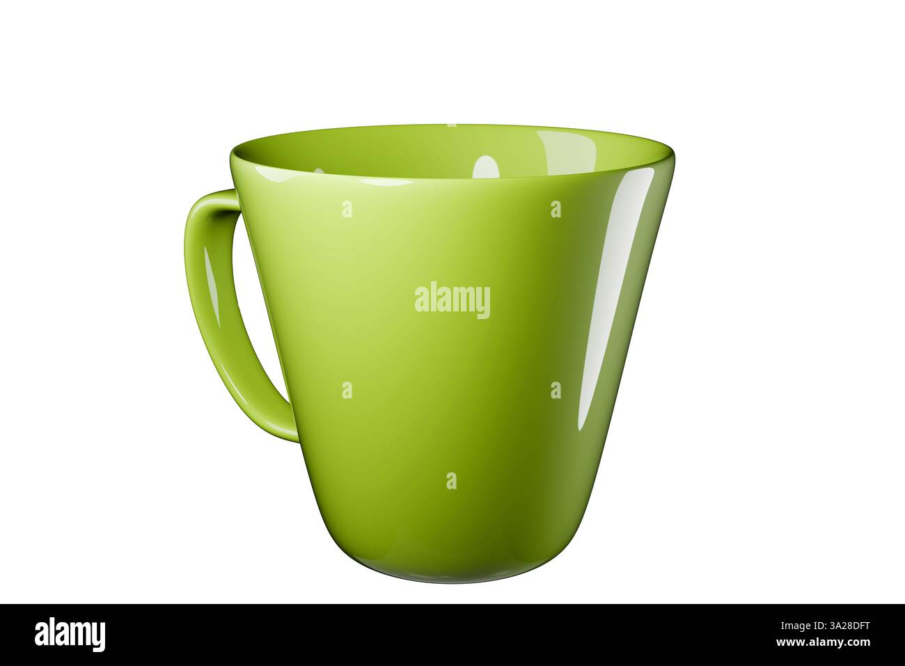 Una vivace tazza verde, ideale per festeggiare la festa di San Patrizio con bevande festive. rendering 3d. Foto Stock