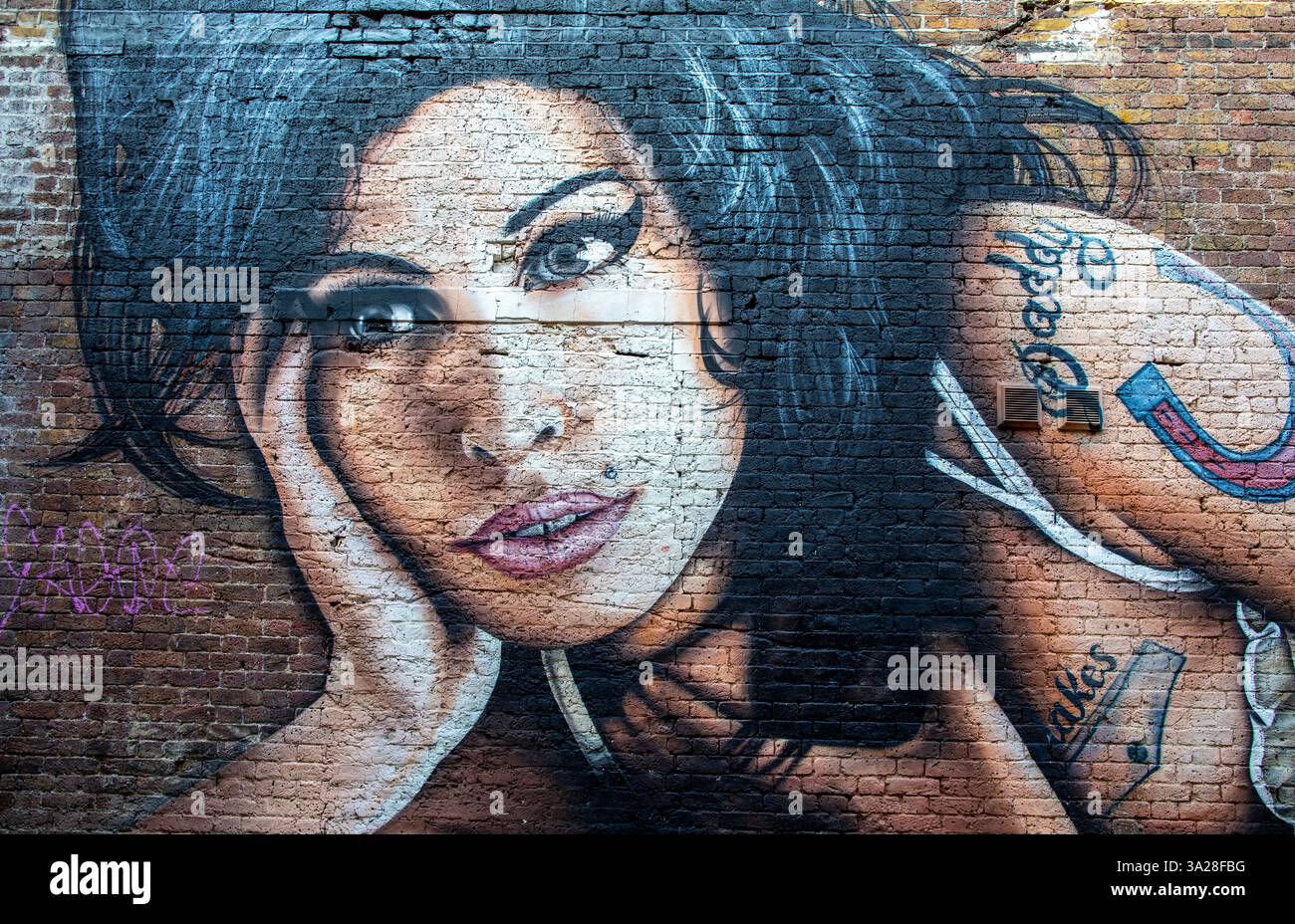 Wall Art di Amy Winehouse Camden Londra Regno Unito Foto Stock