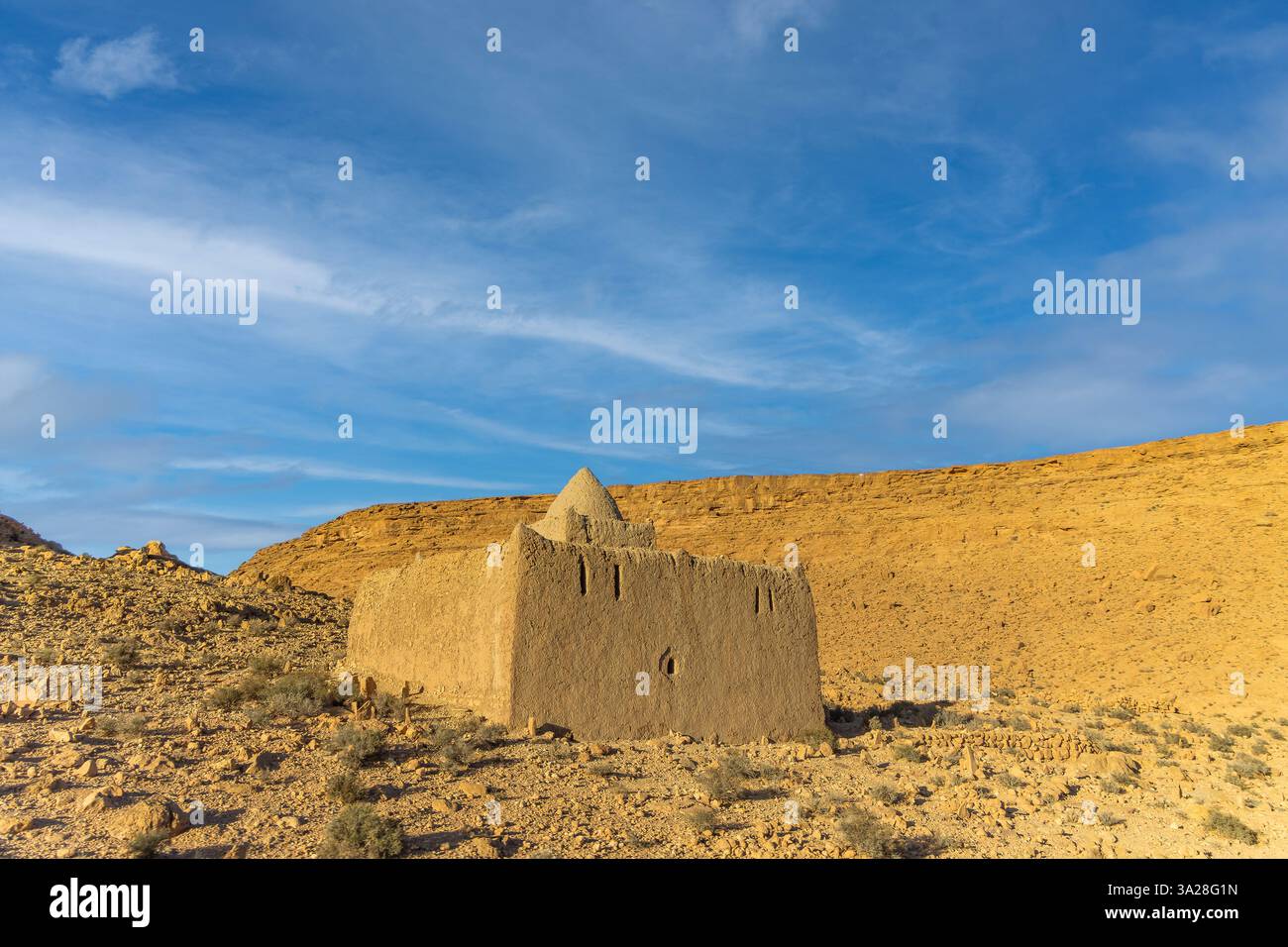 Edificio di fango sulle rive della Ziz Valley. Marocco Foto Stock