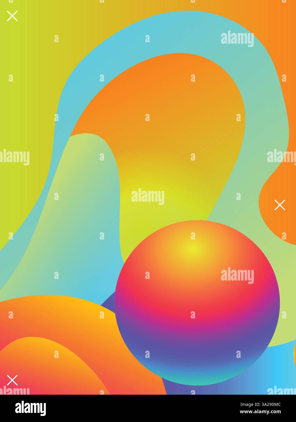 Linee di sfumatura liquida psichedelica per il modello Sunset Party Flyers. illustrazione del vettore a colori vibranti in stile acido gradiente 3d. Illustrazione Vettoriale