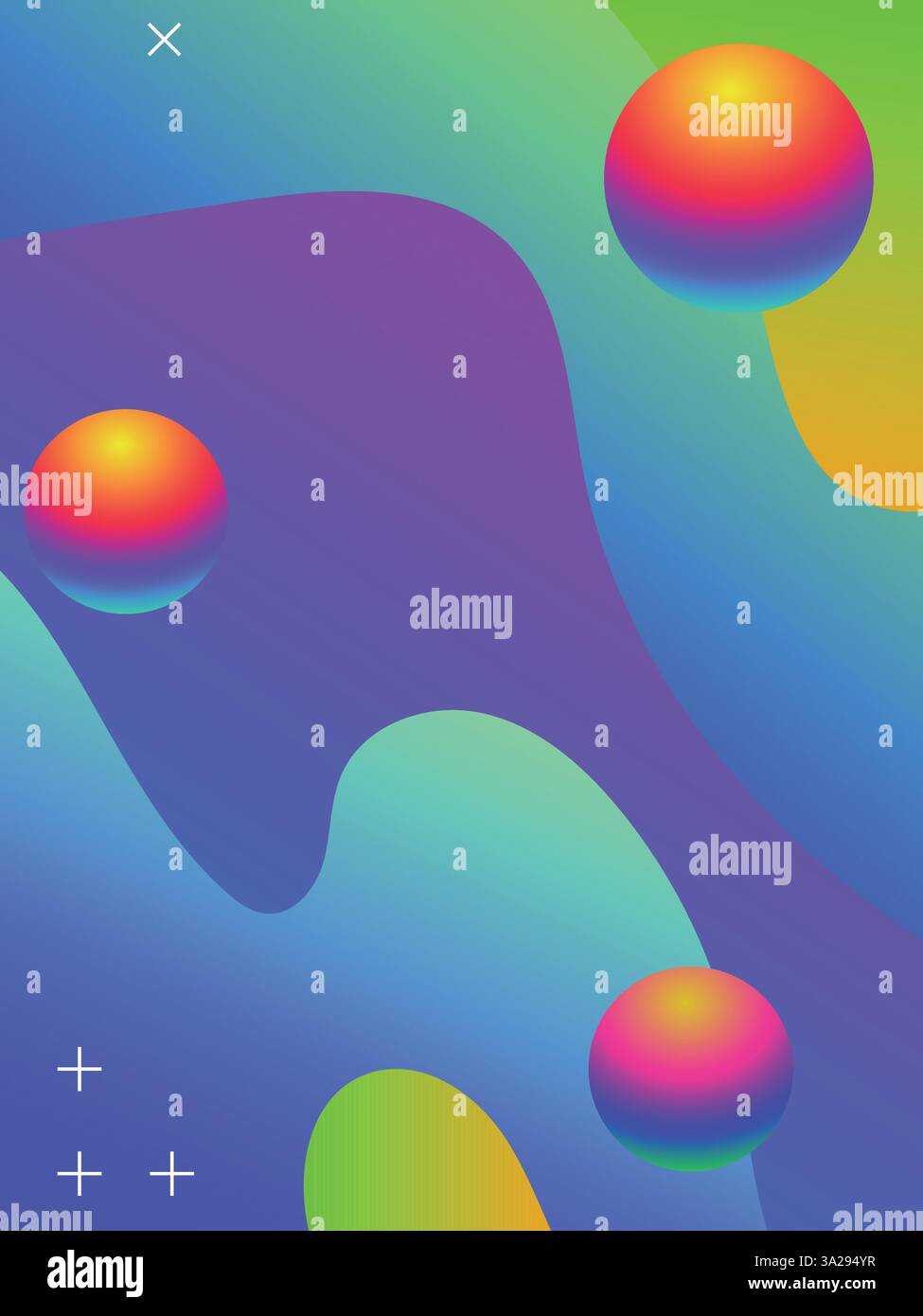 Linee disegnate a mano con Vibrant Gradient per il modello Sunset Party Flyers. illustrazione del vettore a colori vibranti in stile acido gradiente 3d. Illustrazione Vettoriale