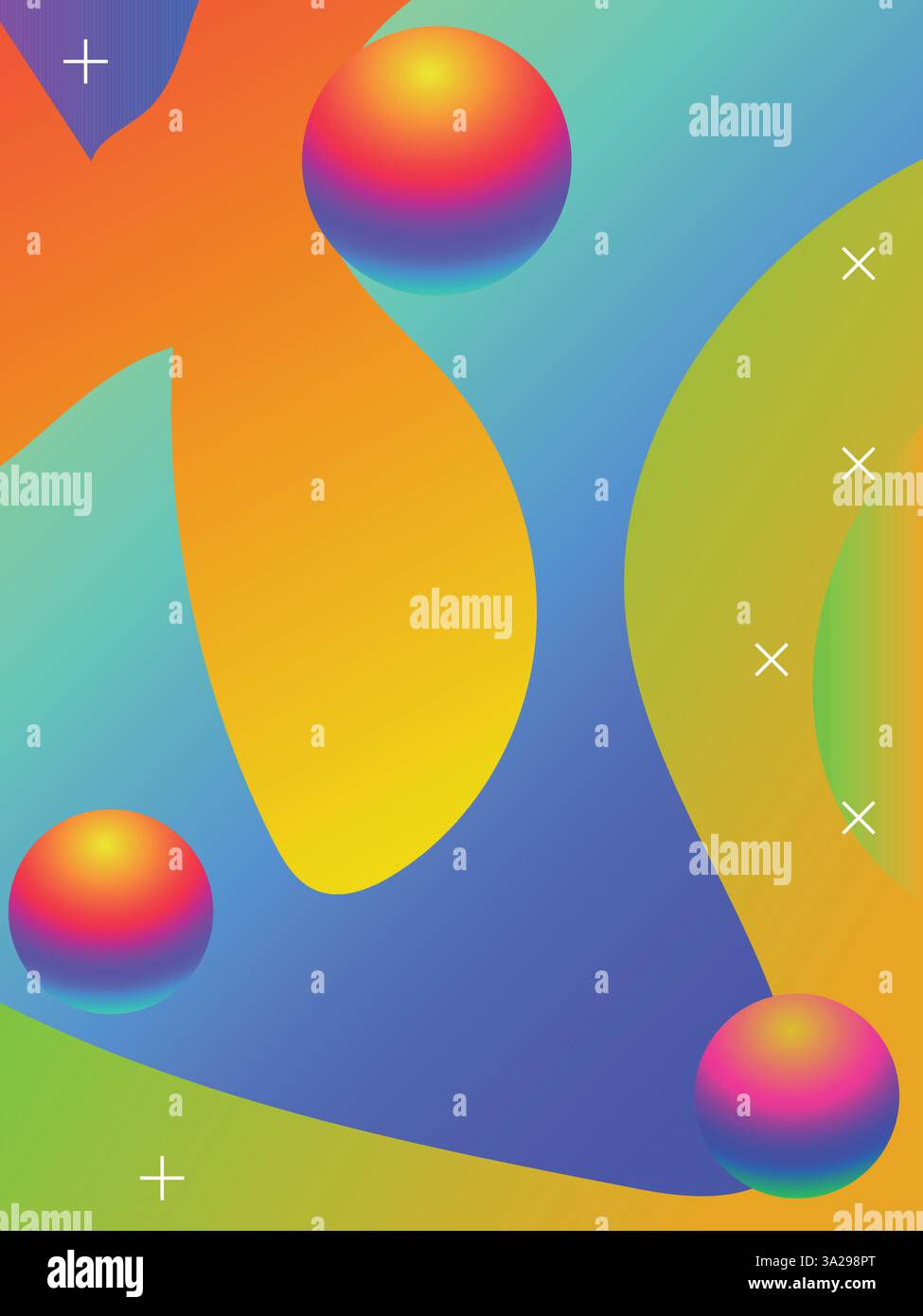 Sfondo gradiente psichedelico per il modello EDM e Techno Parties. illustrazione del vettore a colori vibranti in stile acido gradiente 3d. Illustrazione Vettoriale