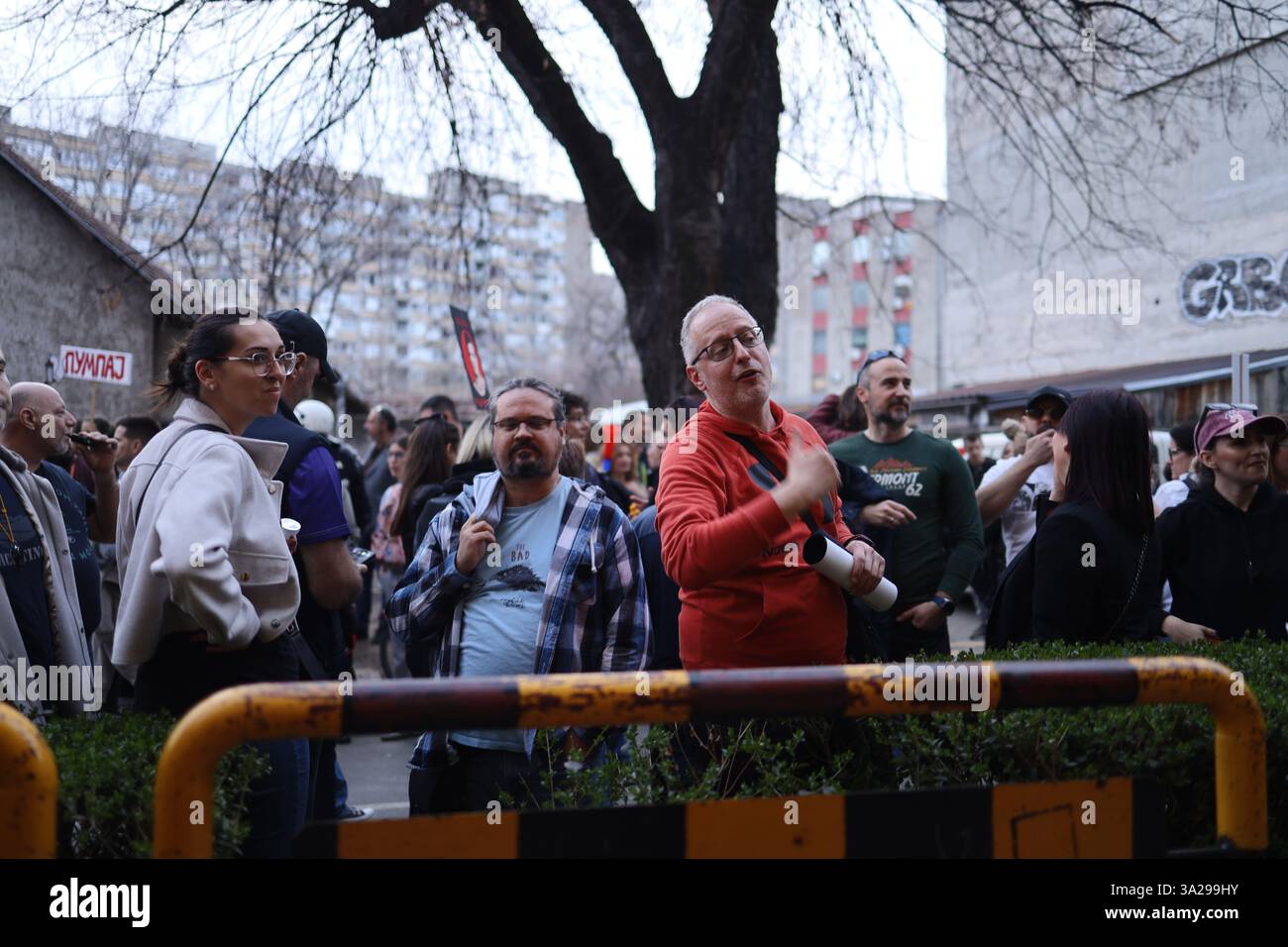 Novi Sad, Serbia, 12.03.2025. Professori universitari che protestano Foto Stock
