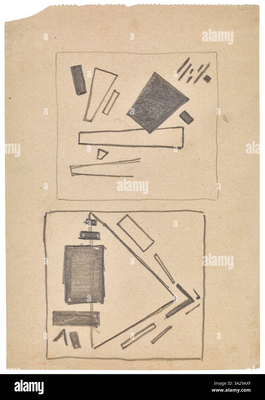 "Composizione Suprematista" di Kazimir Malevich è un pezzo astratto che utilizza forme geometriche di base per esplorare l'idea di forma e spazio puri, caratteristica del suo movimento suprematista. Foto Stock