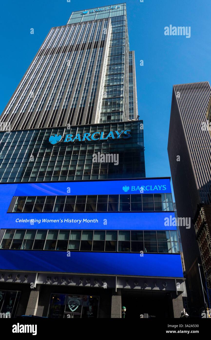 Barclays Building, 745 Seventh Avenue Rockefeller Center, New York City 2025, USA Foto Stock