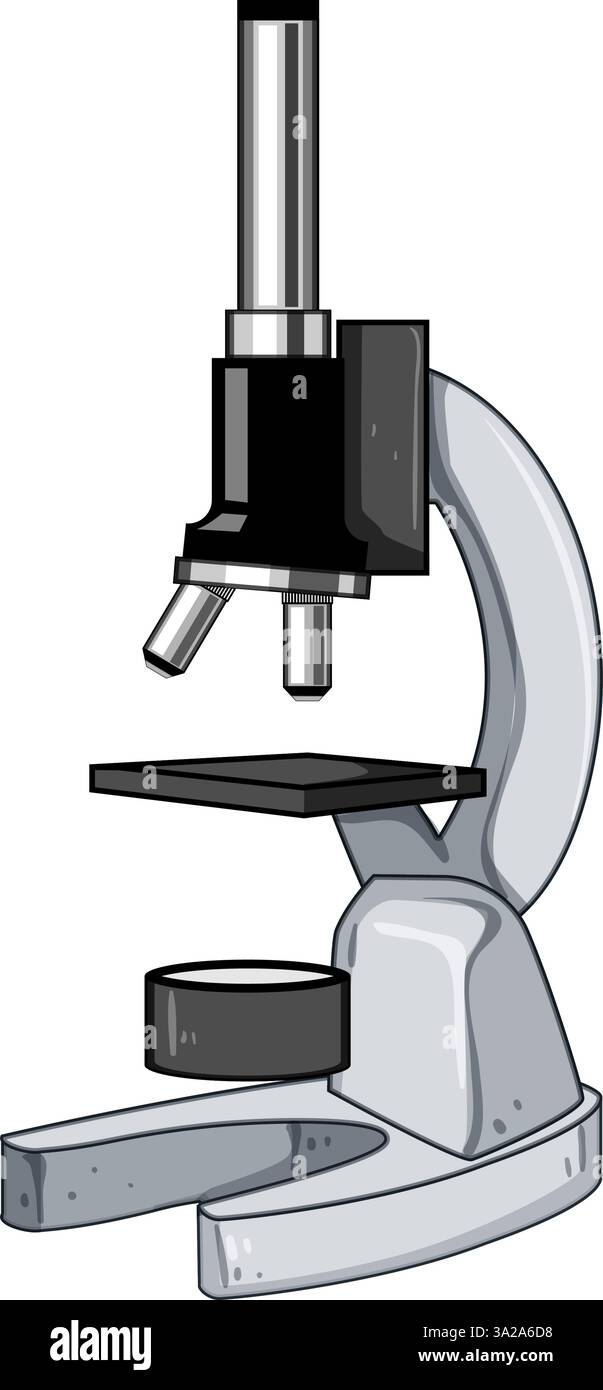 illustrazione del vettore cartoni animati del microscopio per campioni Illustrazione Vettoriale
