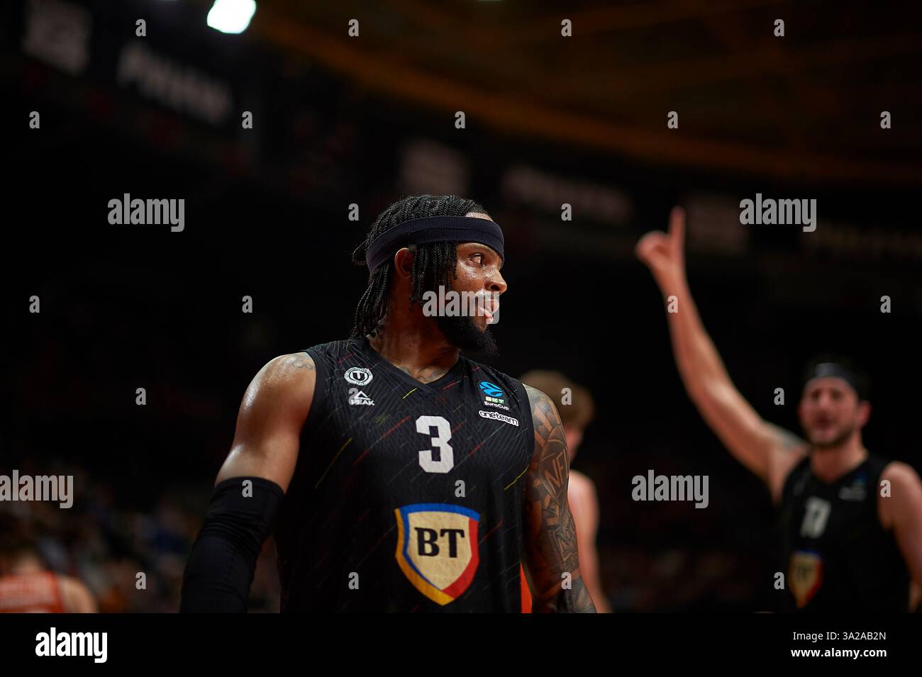 Zavier Simpson di U-BT Cluj Napoca a Pabellon Fuente de San Luis, (Valencia ). (Foto di Vicente Vidal Fernandez/Sipa USA) credito: SIPA USA/Alamy Live News Foto Stock