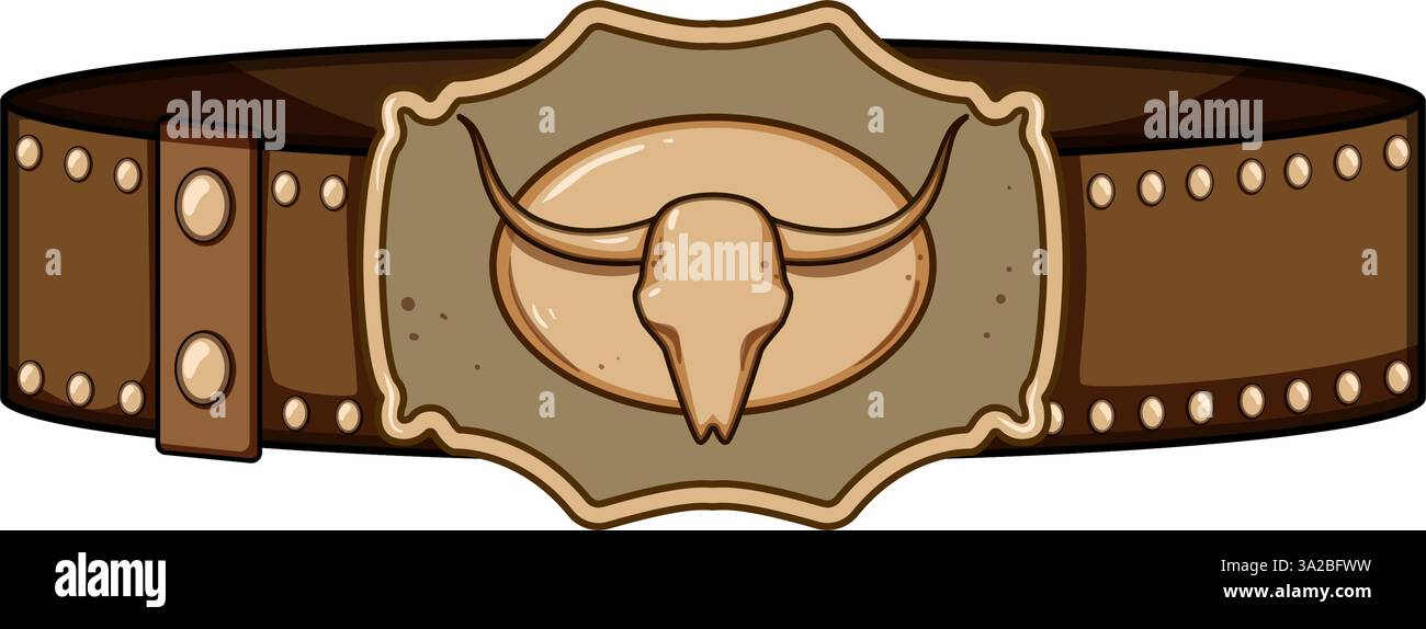 illustrazione vettoriale cartone animato cowboy con cintura in pelle Illustrazione Vettoriale