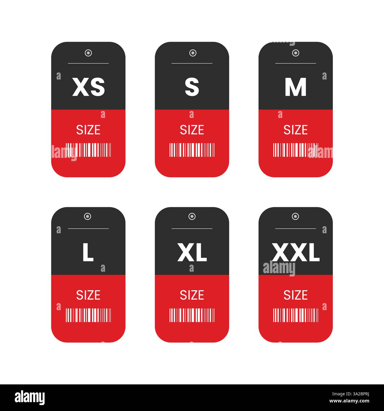 Set di icone vettoriali delle dimensioni degli indumenti. Illustrazione Vettoriale