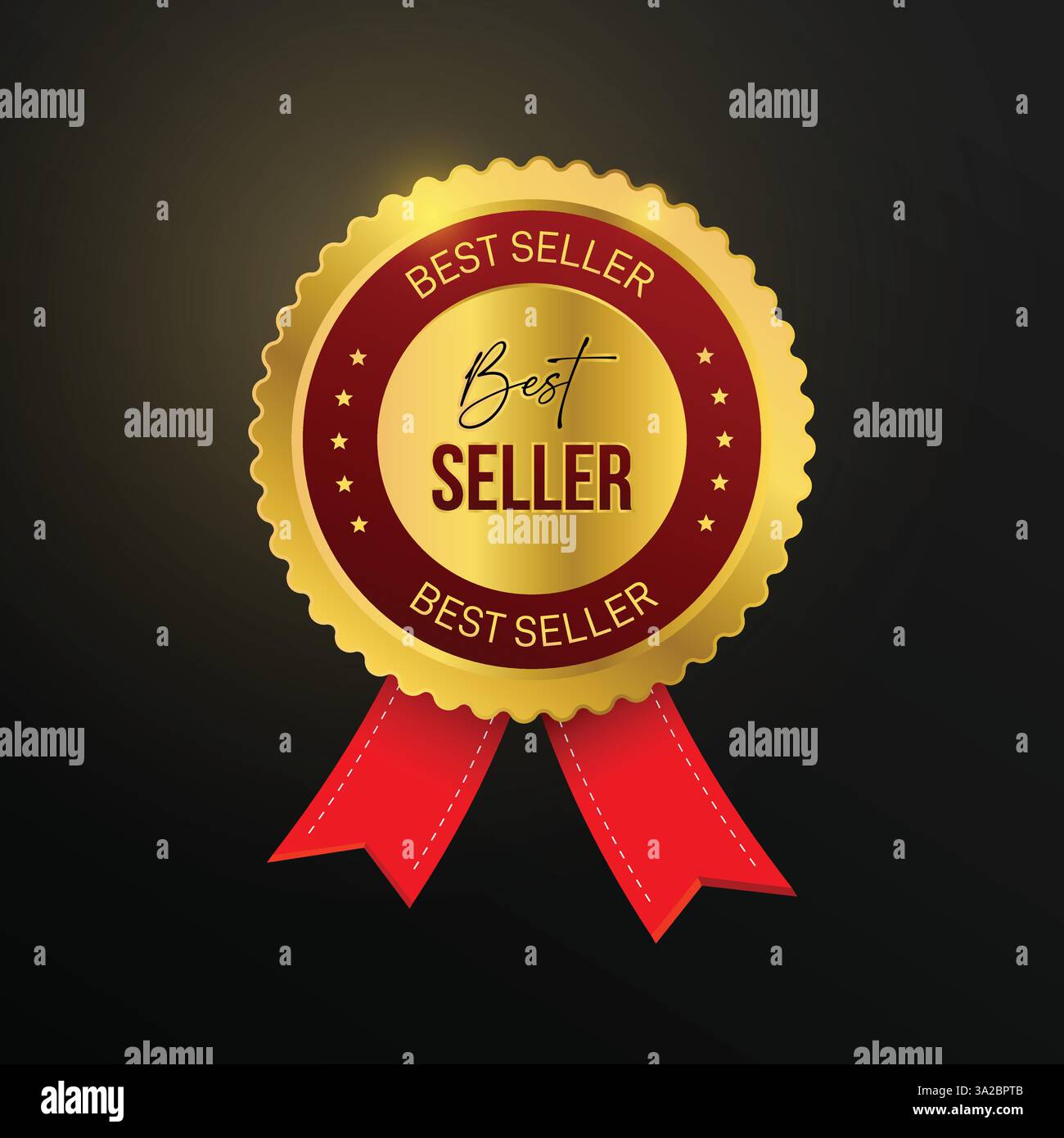 Vector BEST seller Award Golden label e design del badge Illustrazione Vettoriale