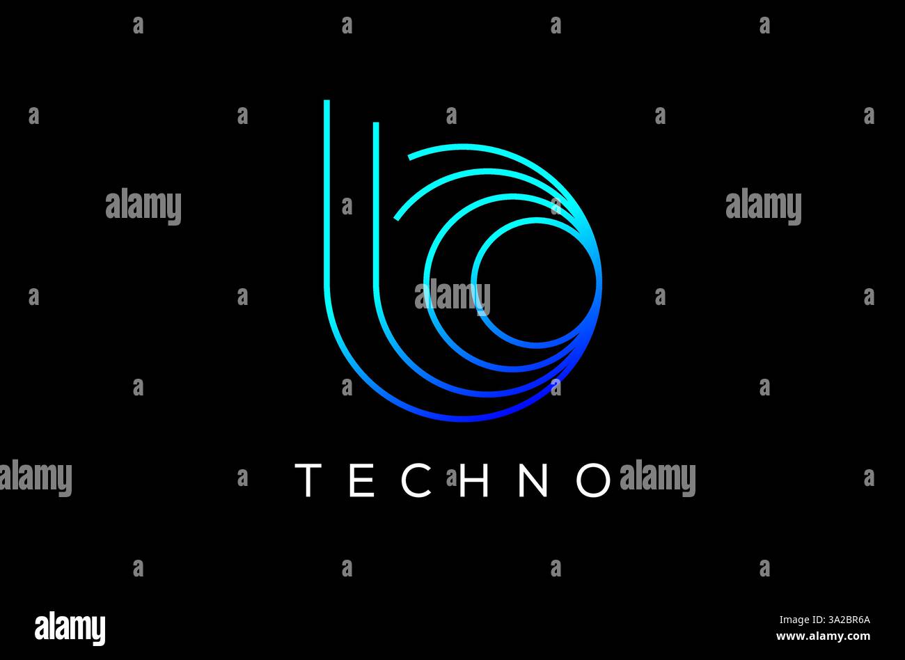 Design del logo Letter B Planet Solar System Electricity Technology, logo Letter B Bridge Line Tech, icona app software per dispositivi mobili, futuristico Spiral Wave Fast Illustrazione Vettoriale