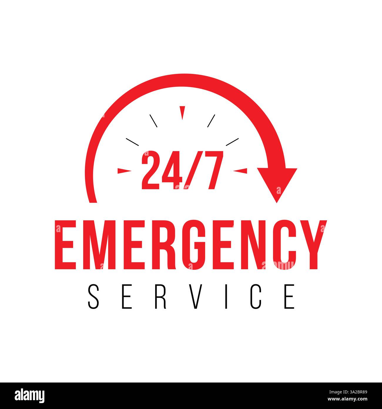 progettazione di colore rosso del servizio di emergenza di 24 ore e 7 giorni del vettore Illustrazione Vettoriale