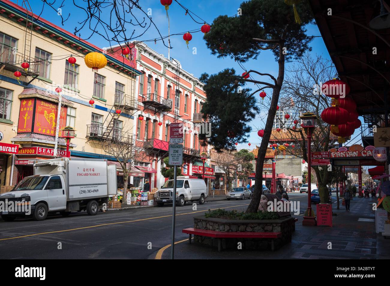 Il quartiere di Chinatown e fan Tan Alley nel centro di Victoria. Foto Stock