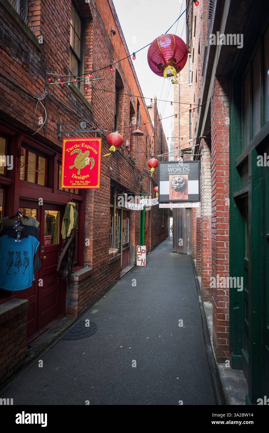 Il quartiere di Chinatown e fan Tan Alley nel centro di Victoria. Foto Stock