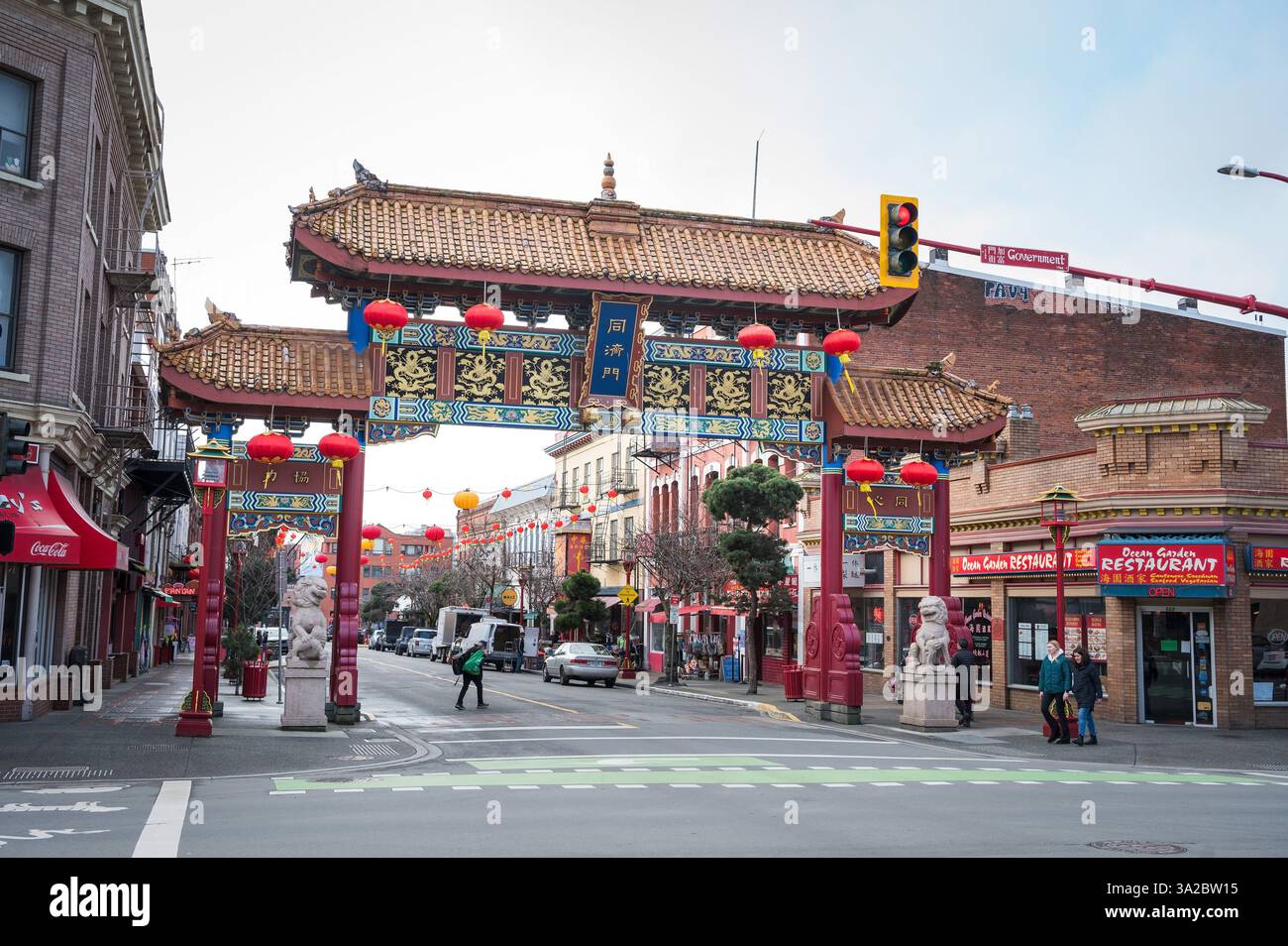 Il quartiere di Chinatown e fan Tan Alley nel centro di Victoria. Foto Stock