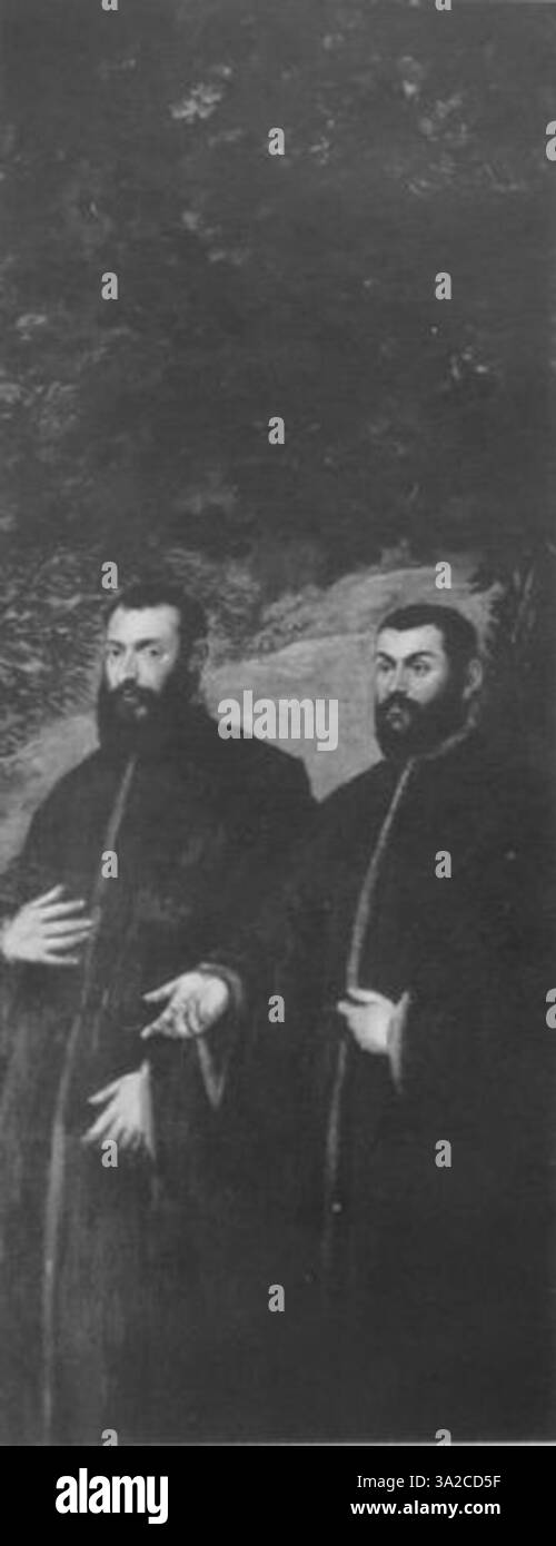 Questa opera d'arte di Jacopo Tintoretto mette in mostra il suo stile distintivo di fondere il movimento con la luce e l'ombra. Le figure sono piene di emozioni e l'uso di contrasti drammatici enfatizza la narrazione della scena. Foto Stock