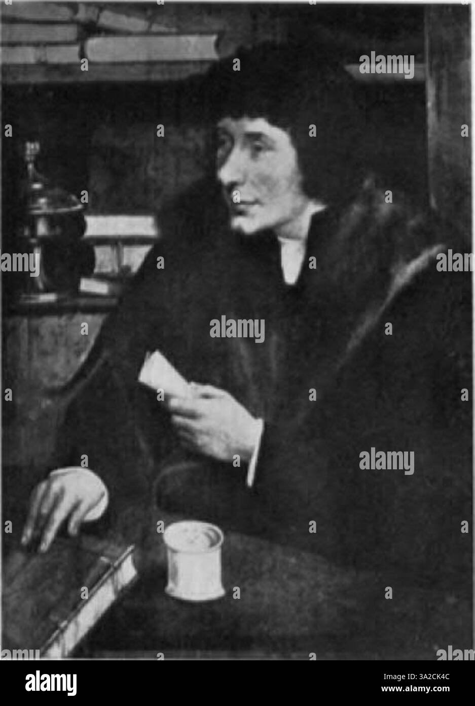 Il dipinto di Massys mette in risalto un tema religioso con figure realistiche. L'attenta attenzione ai contrasti di luce e ombra ne esalta la profondità, mentre le texture aggiungono realismo alla narrazione emotiva. Foto Stock