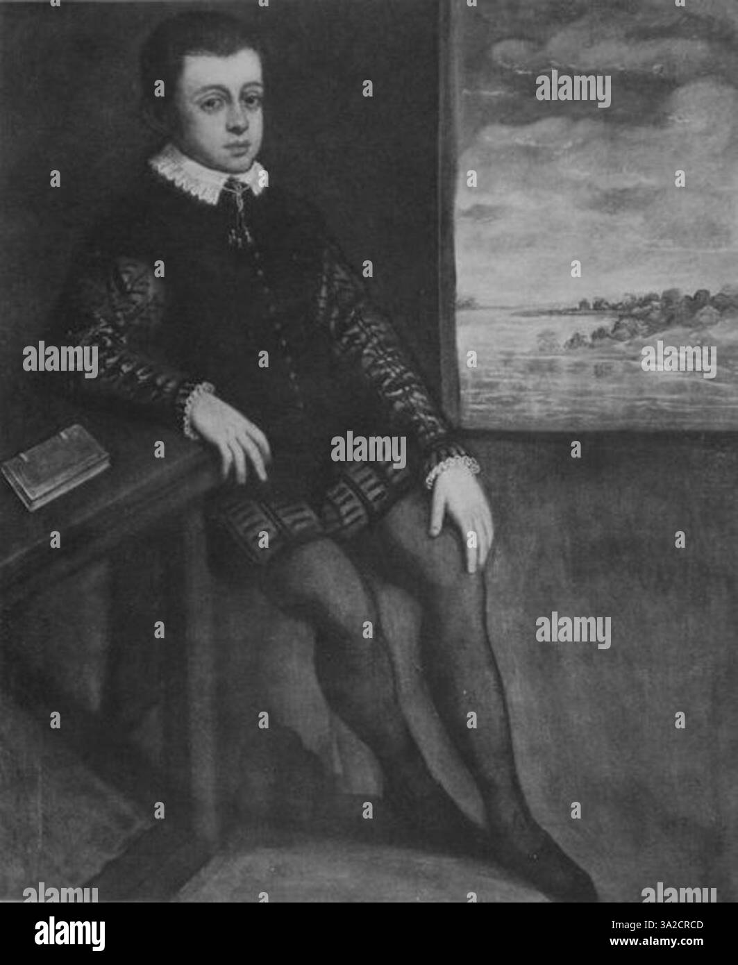 Questo pezzo di Jacopo Tintoretto esemplifica la sua capacità di fondere la ritrattistica con una composizione dinamica. L'opera cattura la dignità del soggetto incorporando un senso di movimento drammatico. Foto Stock