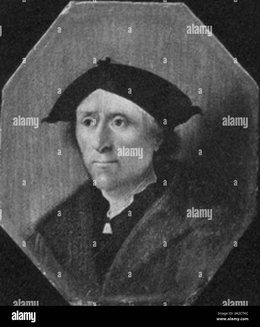 Un'altra versione ritagliata del ritratto di due uomini di Lucas van Leyden del XVI o XVII secolo, concentrandosi sulle loro espressioni facciali e sul dettagliato abbigliamento rinascimentale. Foto Stock