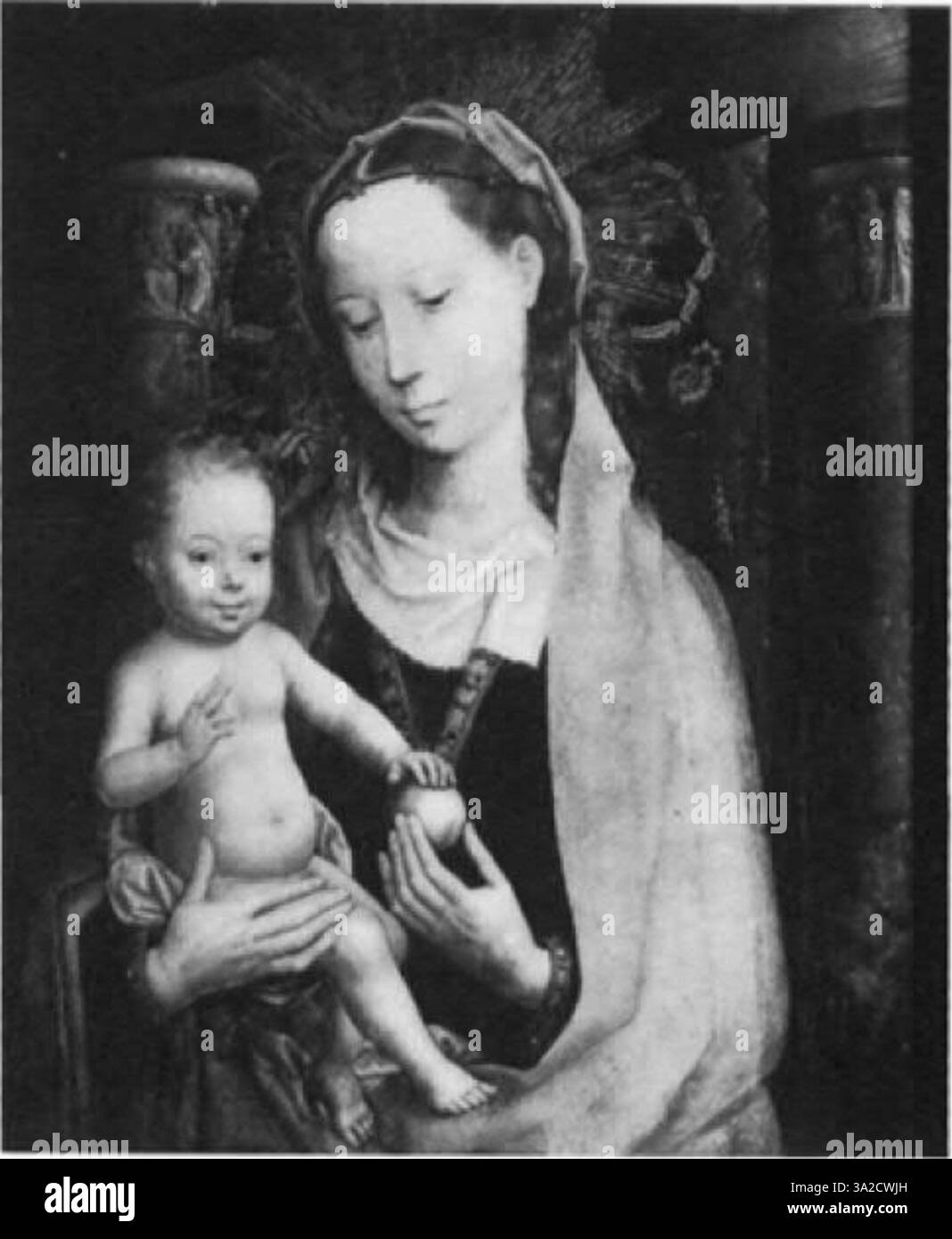 Maria Met Kind (Vergine e bambino) a mezza lunghezza di Hans Memlinc e Gerard David ritrae Maria con il bambino in una composizione serena. L'uso della luce e del colore crea un ritratto armonioso e realistico della Madonna col bambino. Foto Stock Maria Met Kind (Vergine e bambino) a mezza lunghezza di Hans Memlinc e Gerard David ritrae Maria con il bambino in una composizione serena. L'uso della luce e del colore crea un ritratto armonioso e realistico della Madonna col bambino. Foto Stock