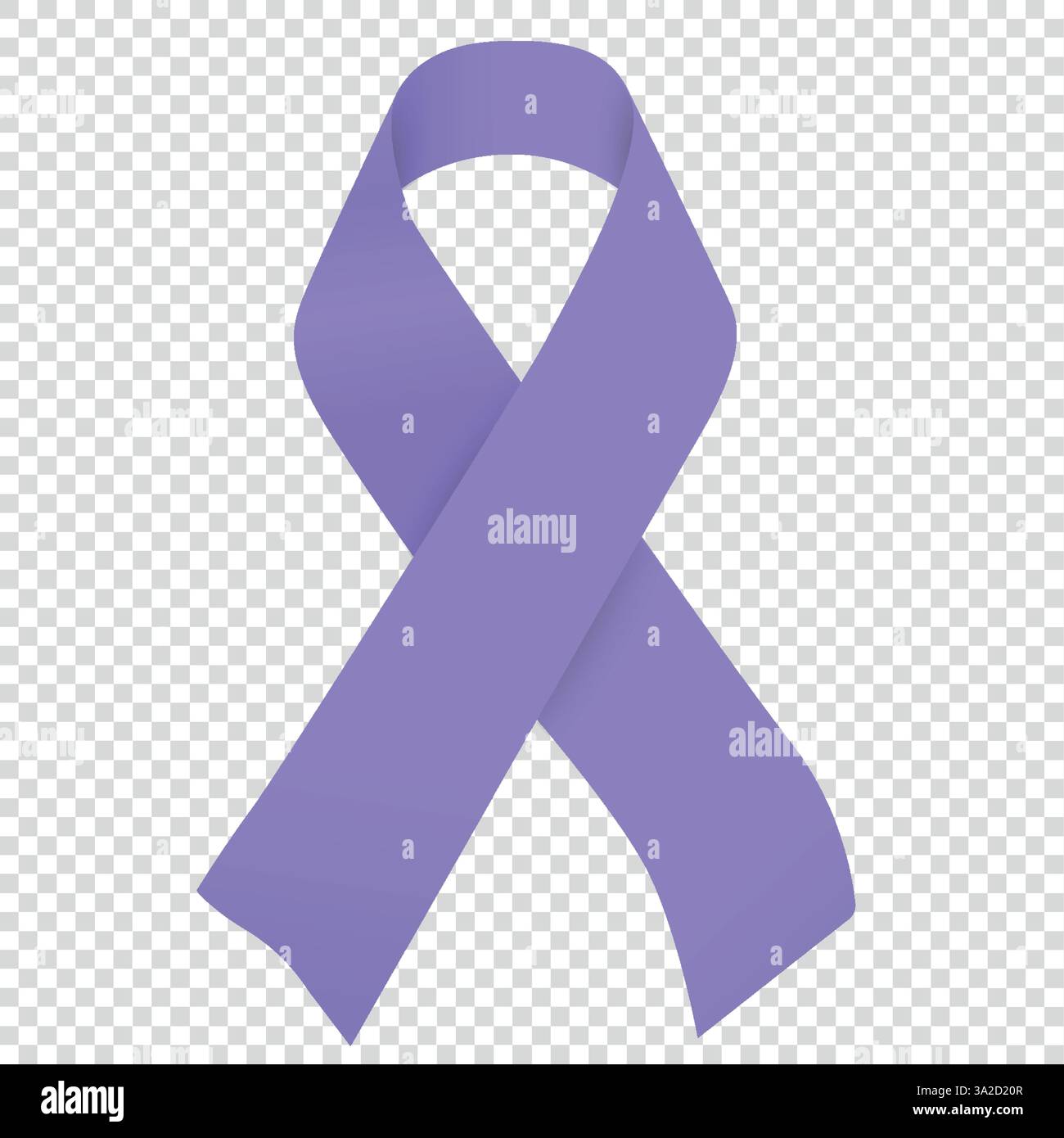 Simbolo del nastro di consapevolezza vettoriale isolato da tutti i tipi di cancro. Colore lavanda Illustrazione Vettoriale