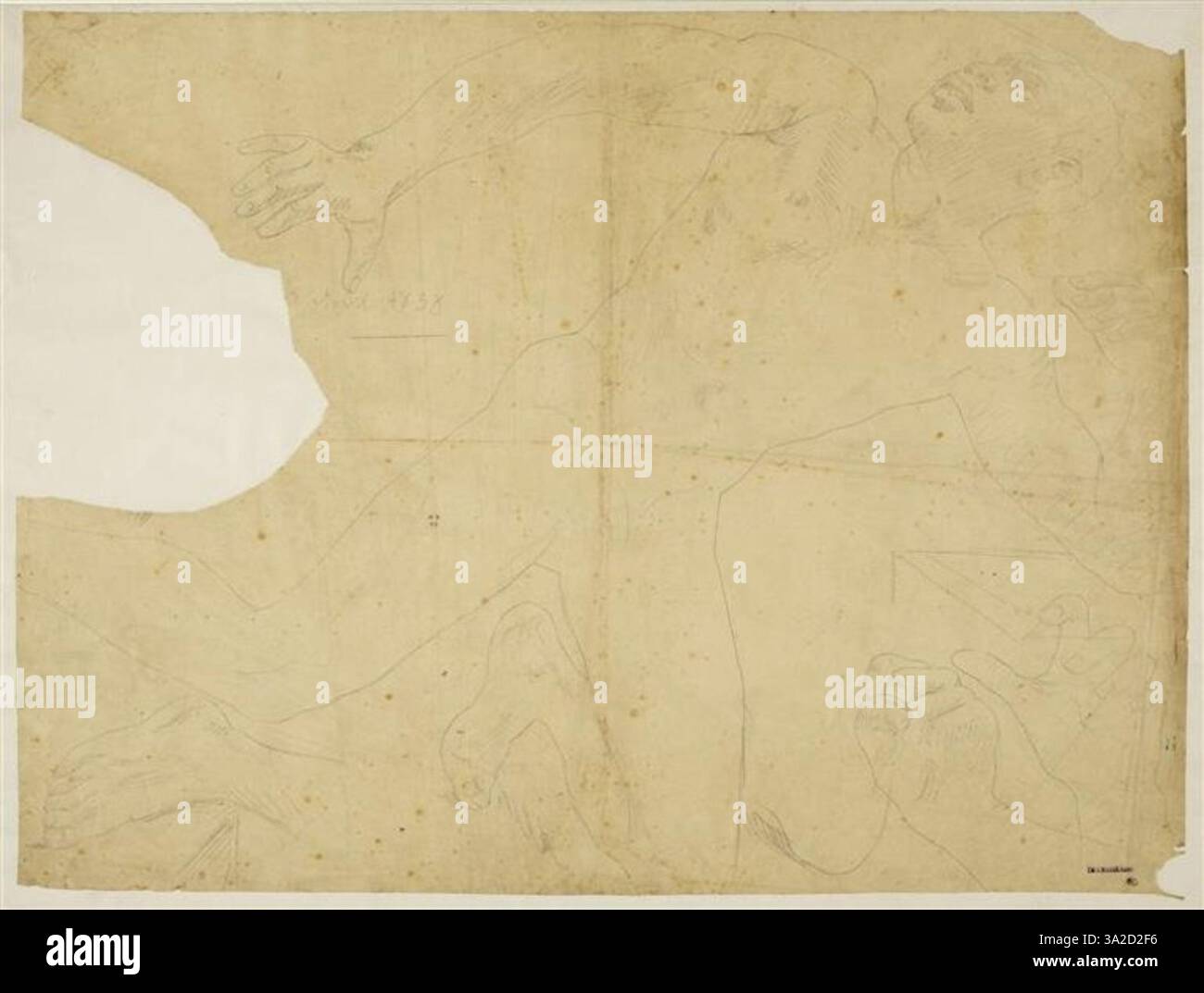 Questo studio si basa sul modello Joseph, noto anche come "l'uomo Nero che cade nel vuoto", catturando la posa drammatica e la forma umana. Foto Stock