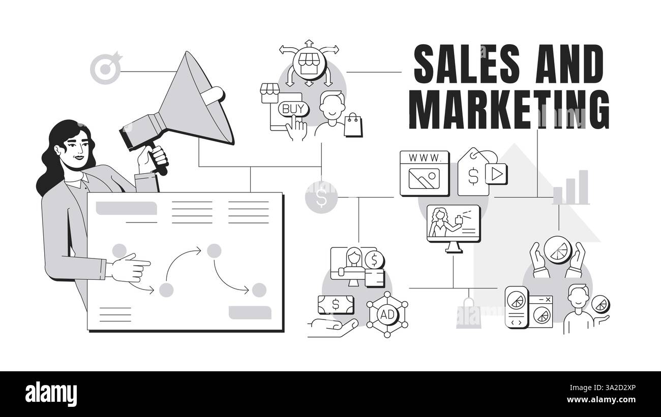 Banner di vendita e marketing illustrazione concettuale Illustrazione Vettoriale