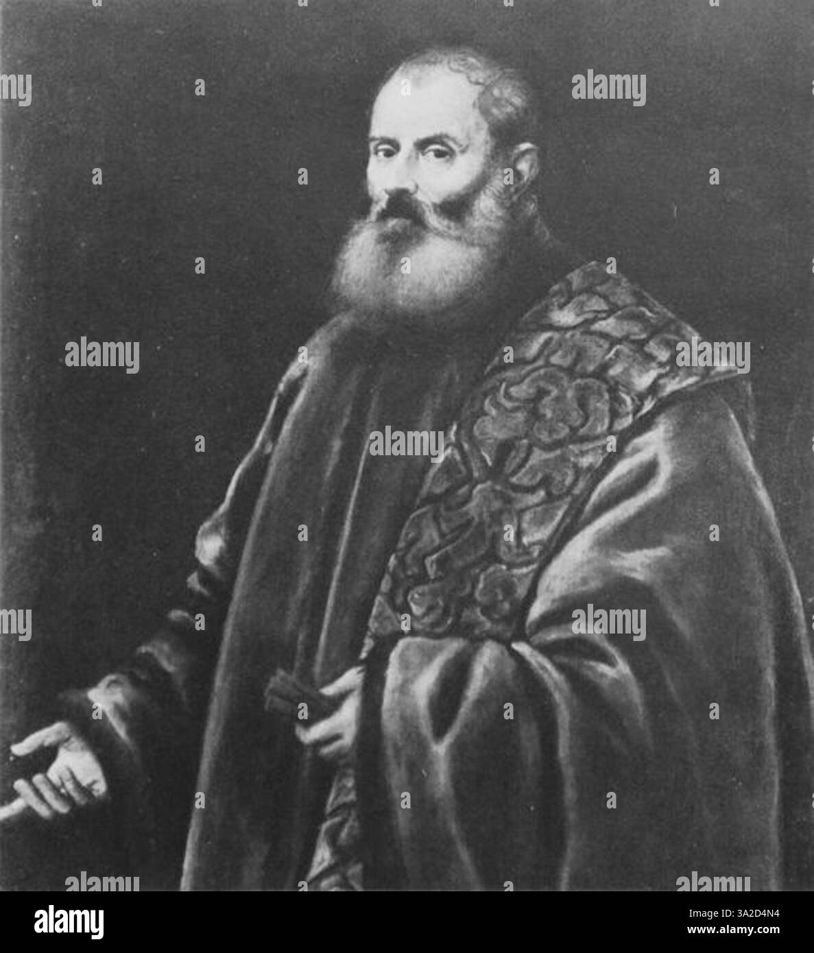 Questo pezzo di Jacopo Tintoretto riflette la sua esperienza nella creazione di composizioni drammatiche e su larga scala, spesso integrando elementi storici, religiosi e mitologici in modo dinamico e coinvolgente. Foto Stock