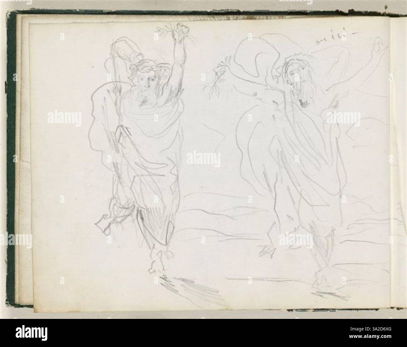 Questo studio di figura di Chassériau raffigura la forma umana con particolare attenzione ai dettagli anatomici, catturando la figura in una posa dinamica con movimento fluido. Foto Stock