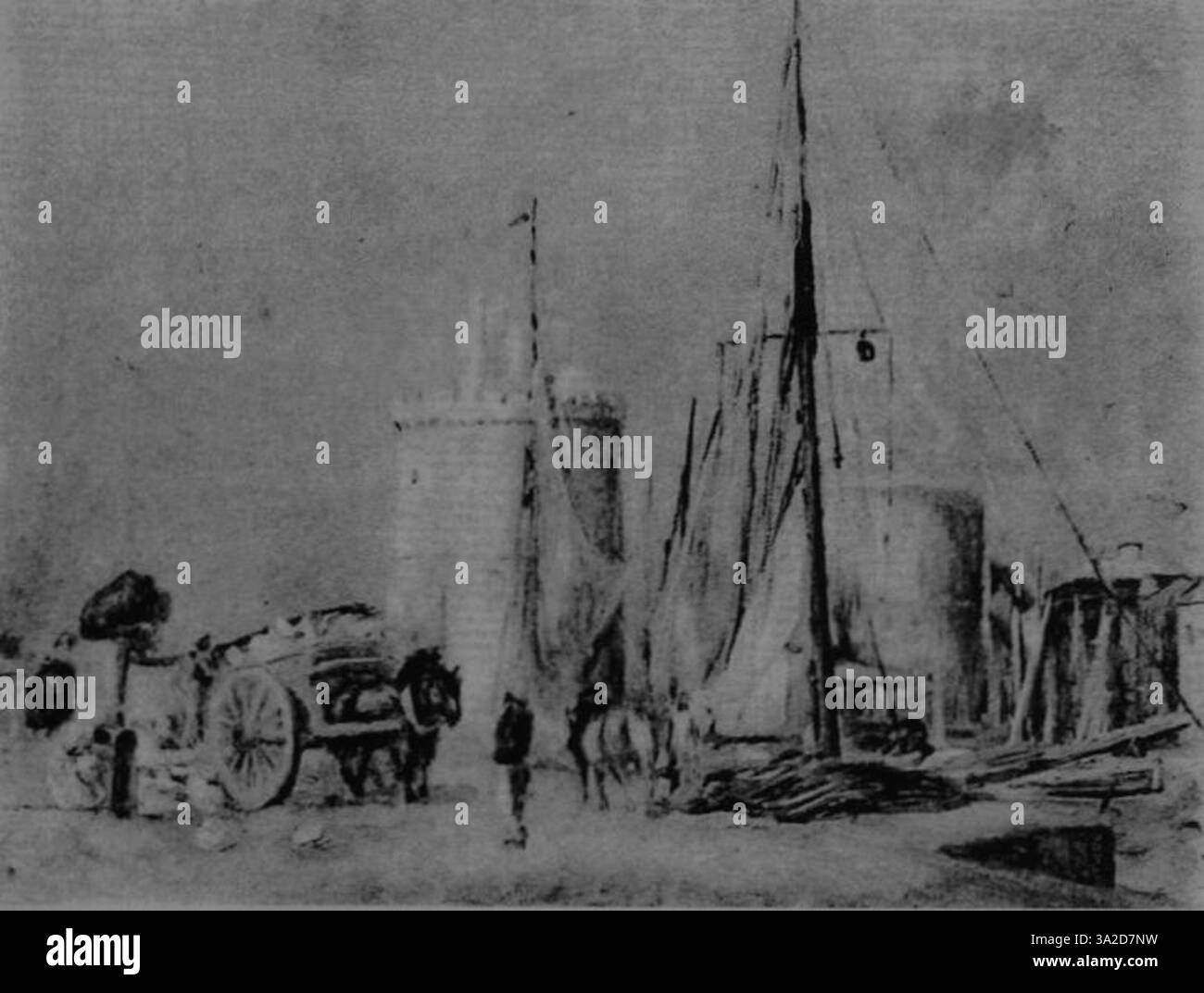 Nel dipinto di Renoir del 1907, le figure interagiscono in un ambiente rilassato e intimo. L'uso di luce soffusa, tonalità di colore calde e pennellate morbide trasmette un senso di calma e connessione, riflettendo le opere successive dell'artista. Foto Stock