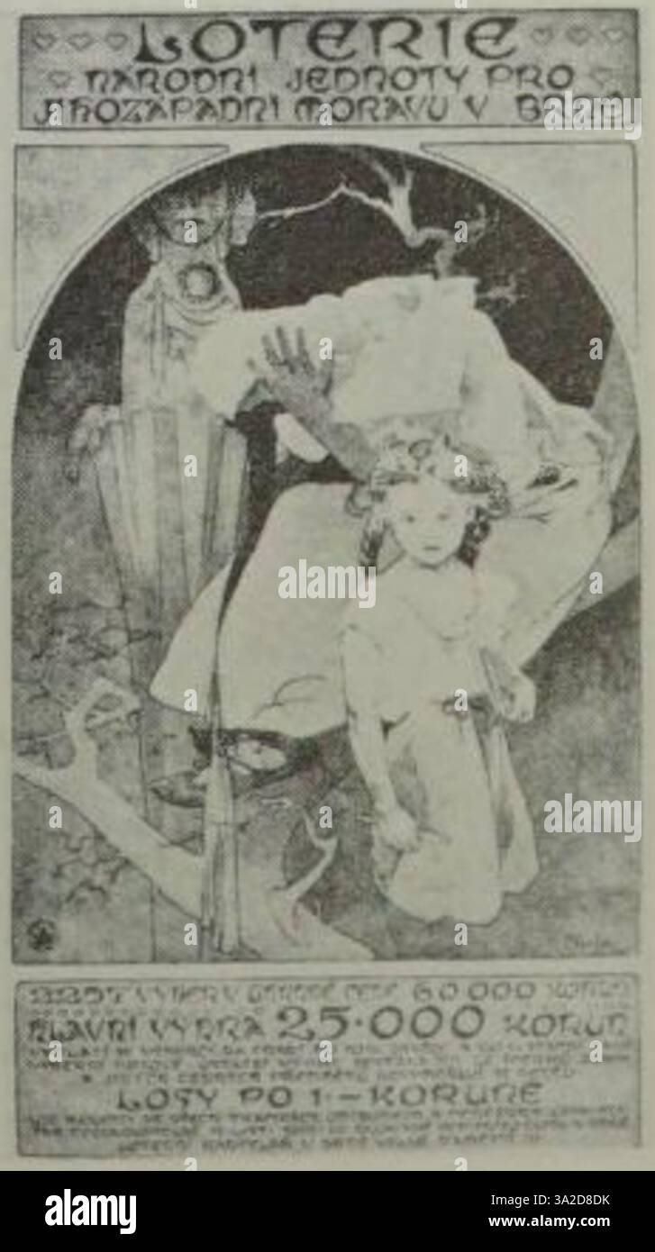 "Bridges A60" di Mucha fonde forme organiche con un'architettura strutturata, mostrando le sue linee fluide distintive e gli intricati motivi tipici delle sue opere in Art Nouveau. Foto Stock