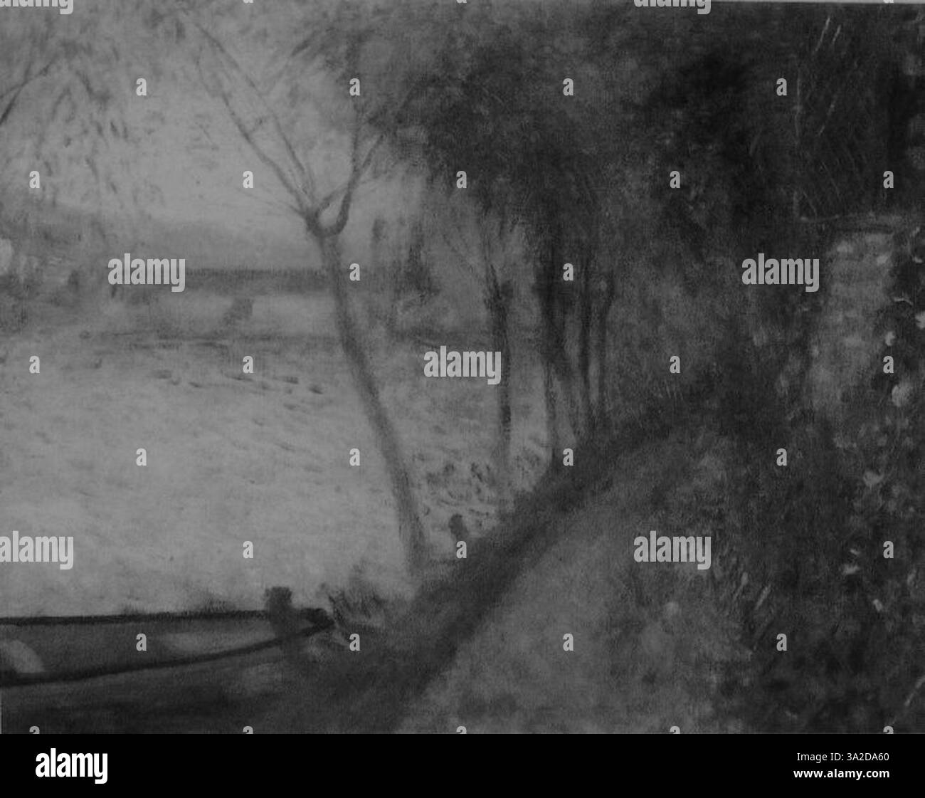 L'opera d'arte di Renoir presenta figure catturate in una scena vivace, con pennellate espressive e colori vivaci che comunicano energia e movimento. Foto Stock