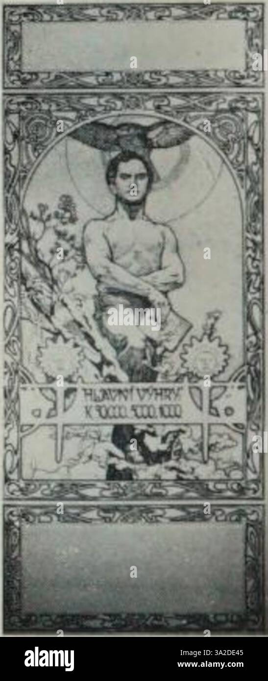 "Ponti A65" presenta gli intricati motivi e le forme organiche di Mucha, che fondono il mondo naturale con le strutture architettoniche in una dinamica composizione Art Nouveau. Foto Stock