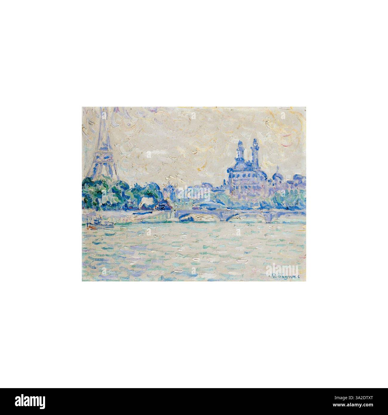 In questo pezzo, Paul Signac cattura la Senna al Trocadéro, con la Torre Eiffel in lontananza. La sua tecnica del puntinismo mette in risalto la luce dinamica e i riflessi vibranti sulla superficie dell'acqua. Foto Stock